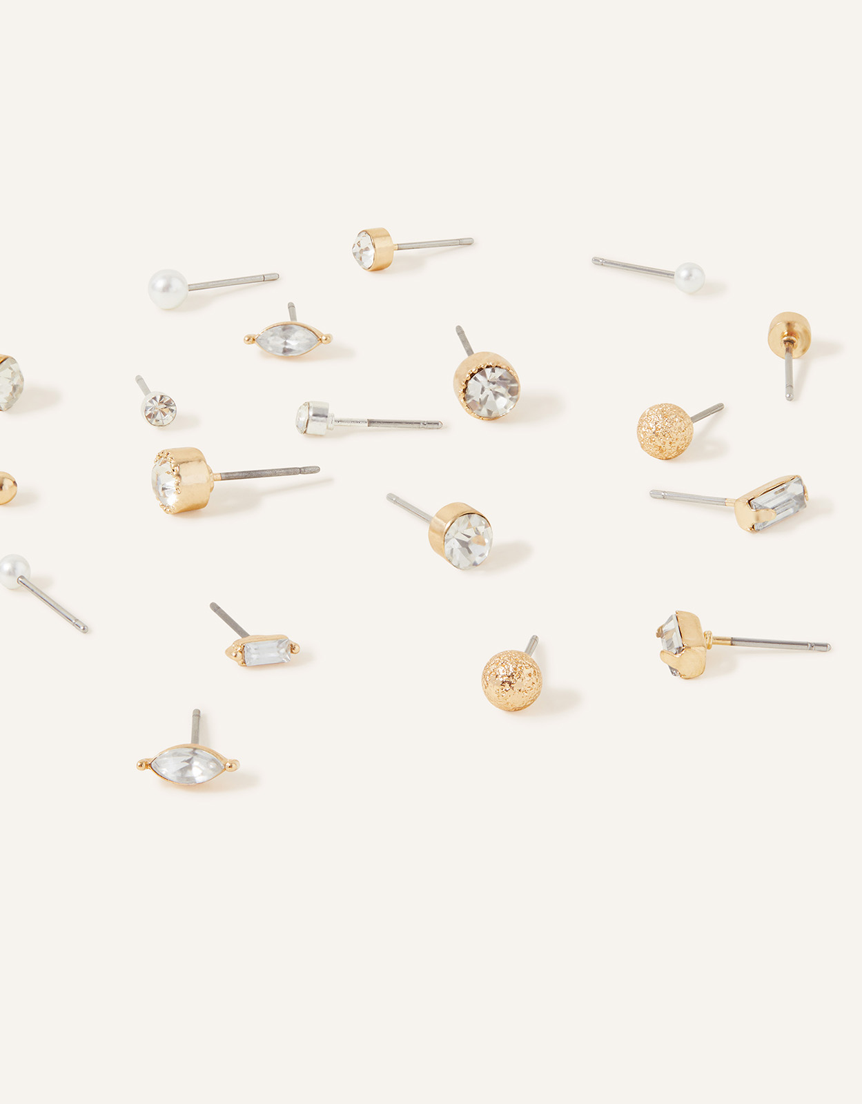Accessorize Women's White/Gold Sparkle Stud 15 Pack, Size: One Size