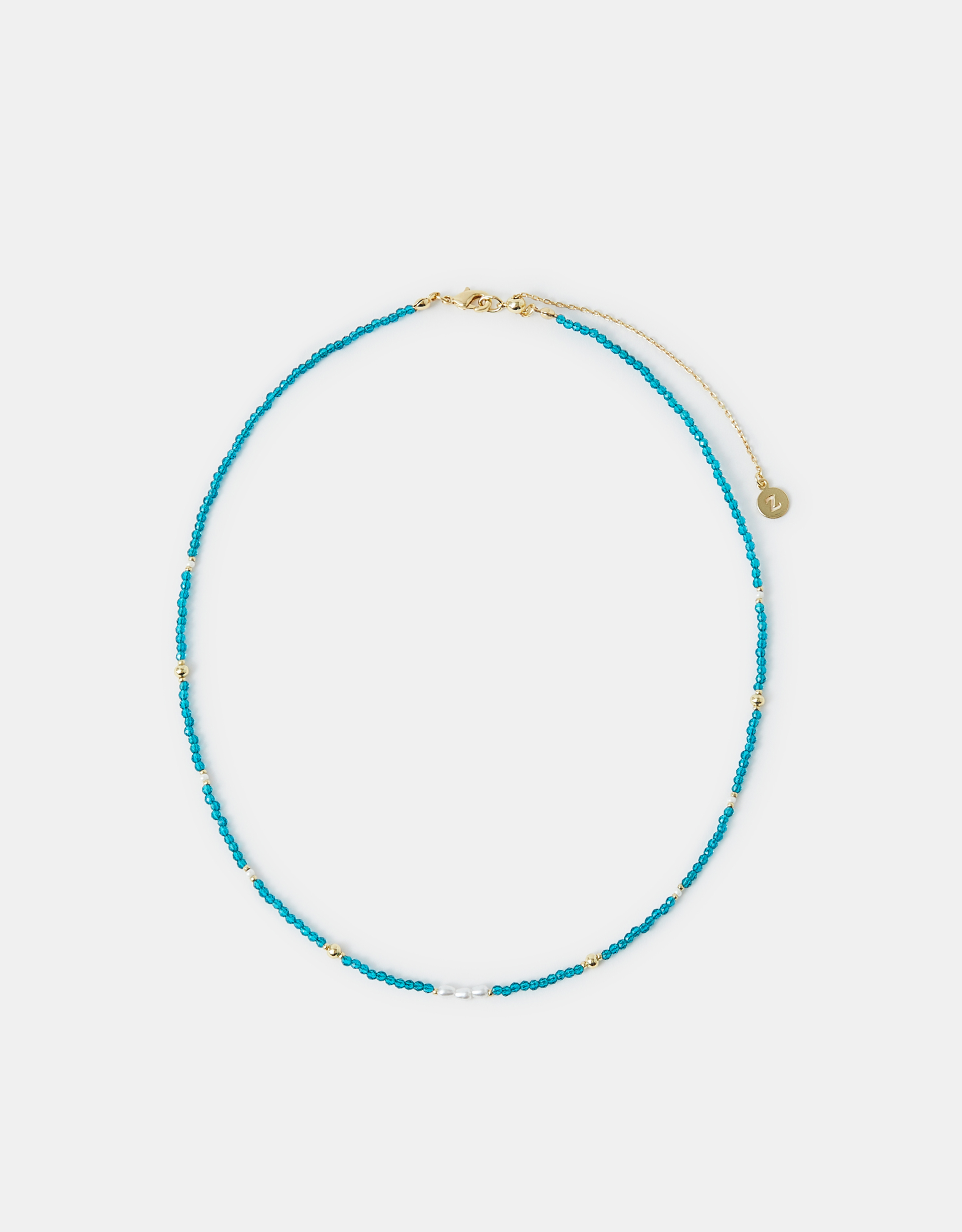14ct Gold-plated Beaded Pearl Necklace Teal - Accessorize