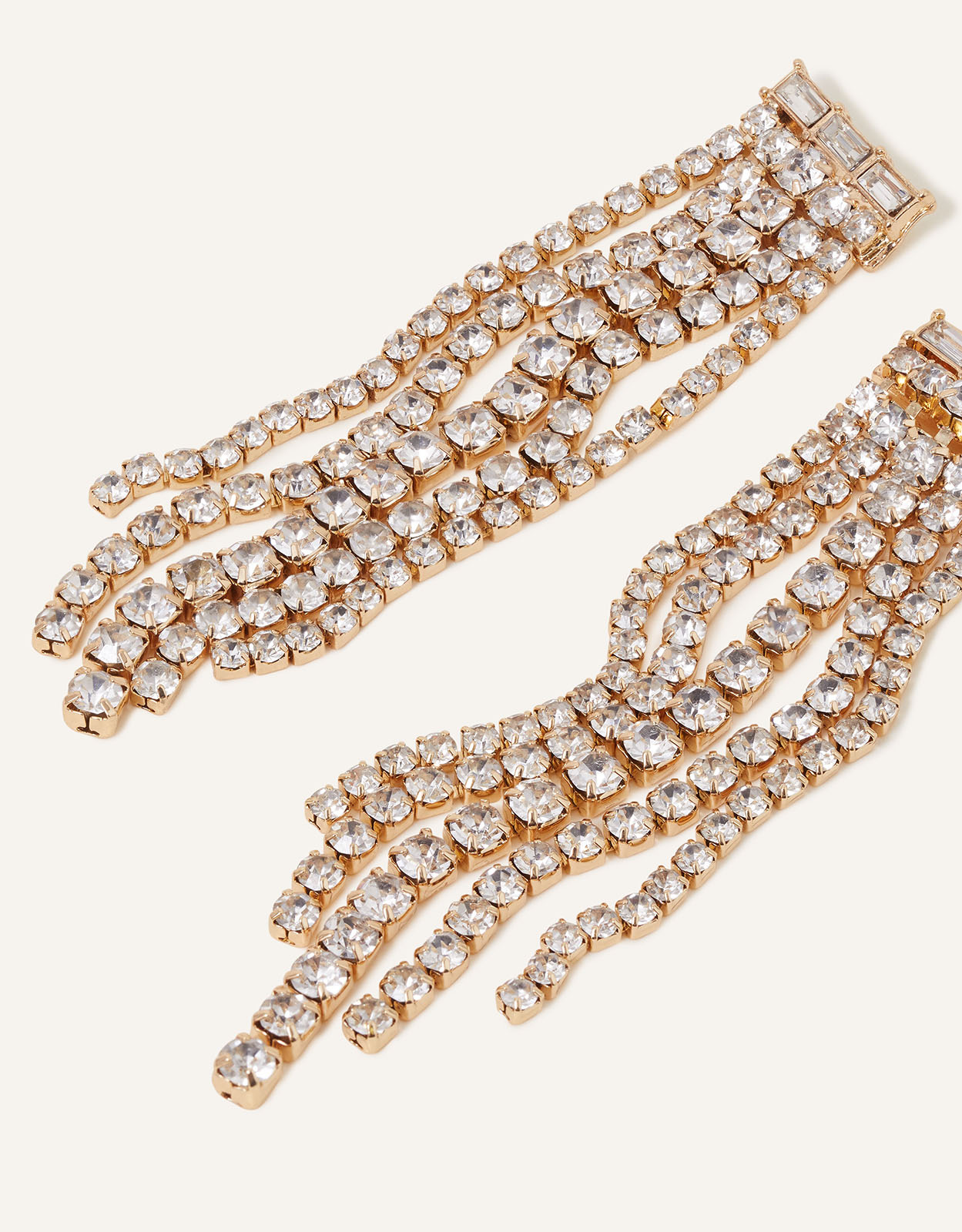 Accessorize Women's Gold Crystal Cupchain Tassel Long Drop Earrings, Size: 8cm