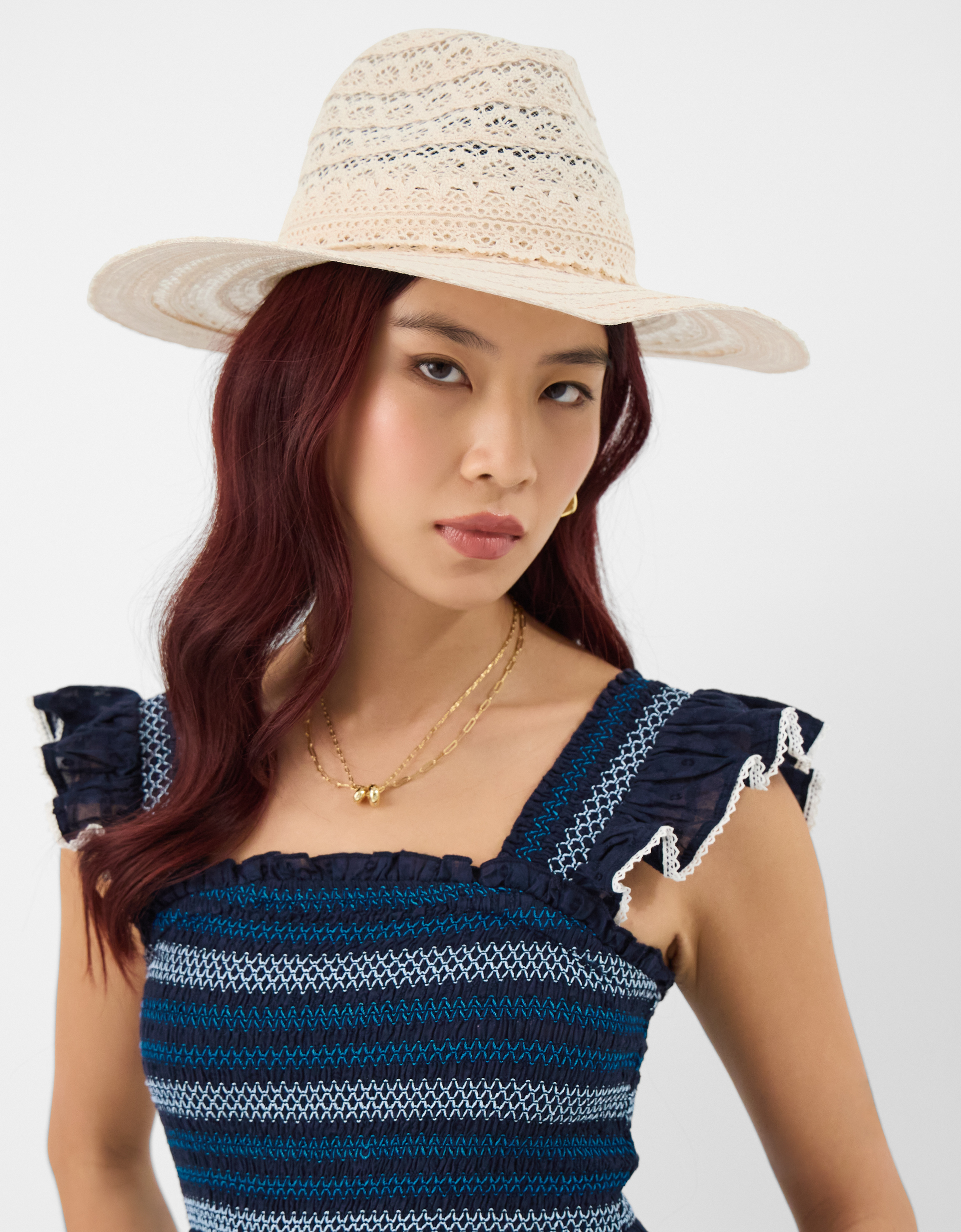 Accessorize Lace Decor Fedora Hat