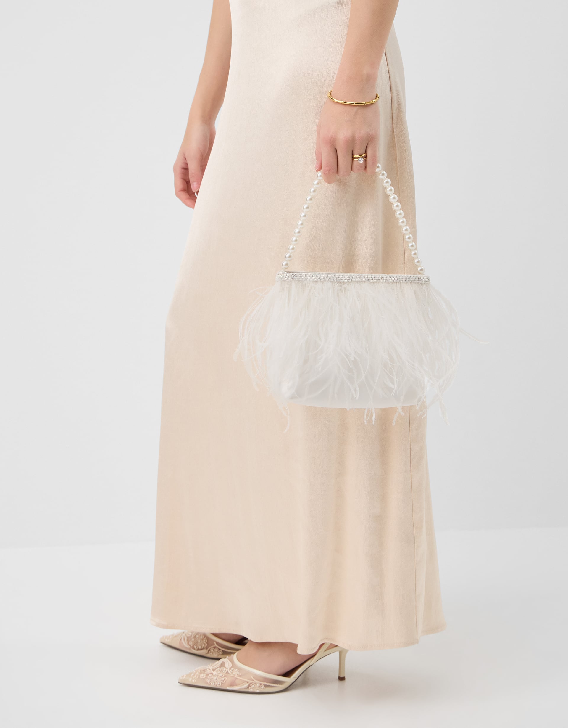 Accessorize Feather Beaded Bridal Bag