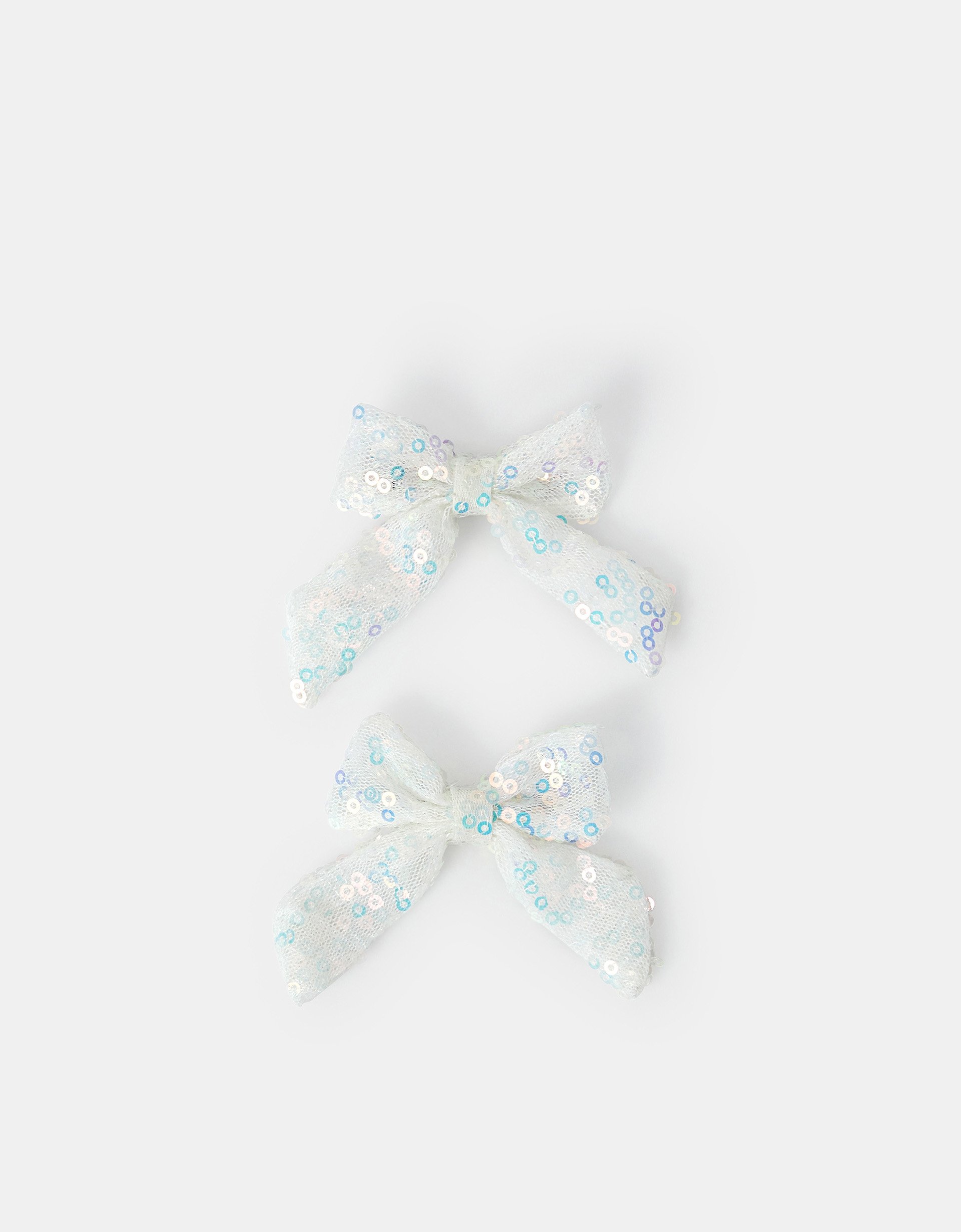 White 2-Pack Girls Sequin Bow Hair Clips - Accessorize