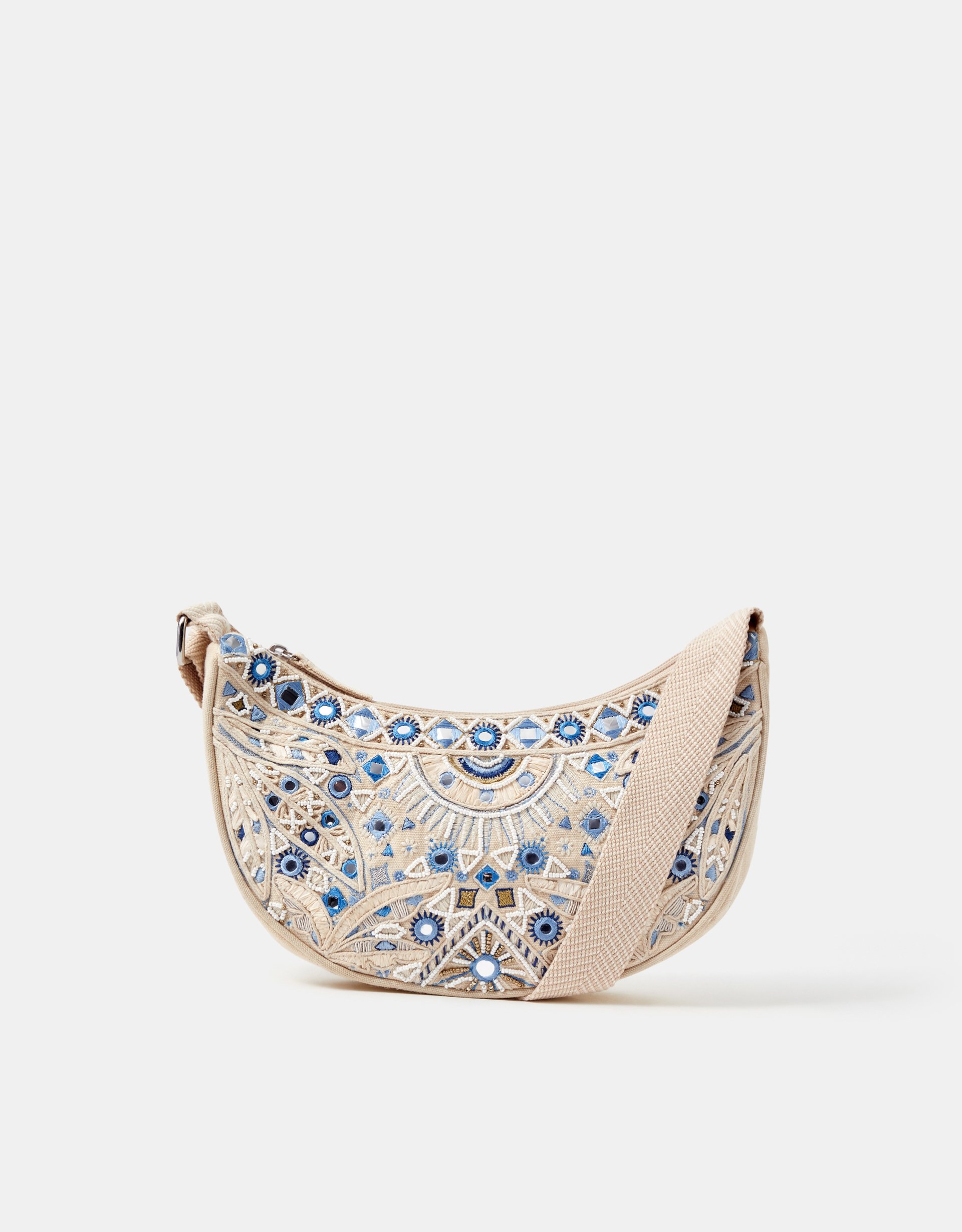 Accessorize Celestial Embroidered Sling Crossbody Bag, Cream