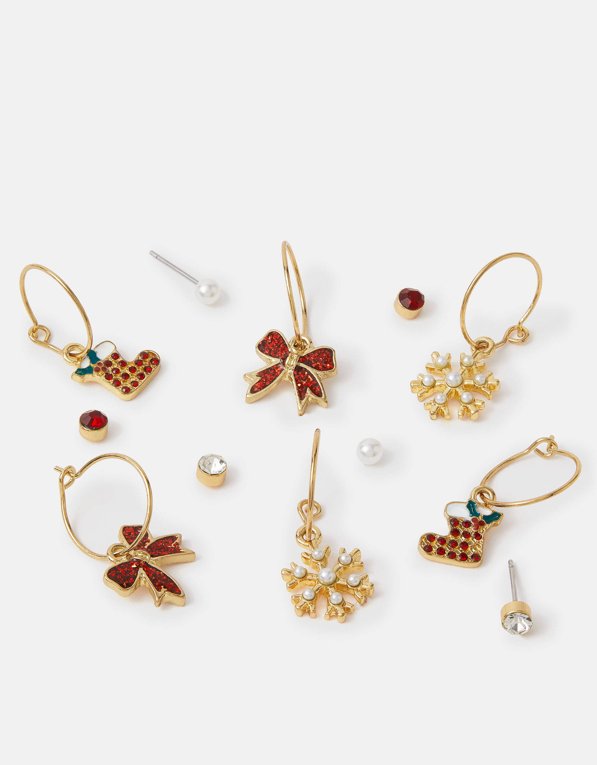 6-Pack Christmas Stud & Hoop Earrings - Accessorize