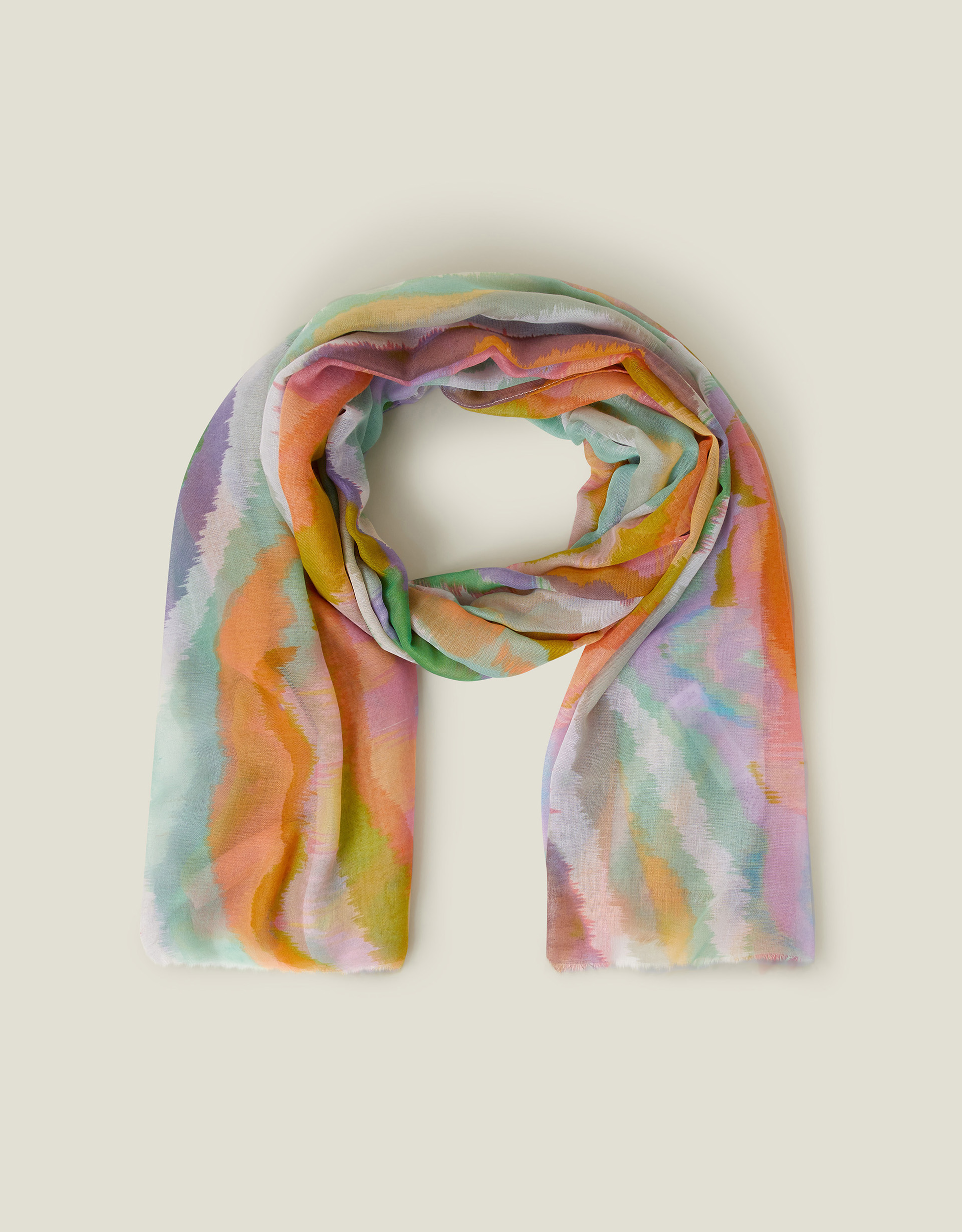 Red Blurred Wave Print Scarf - Accessorize
