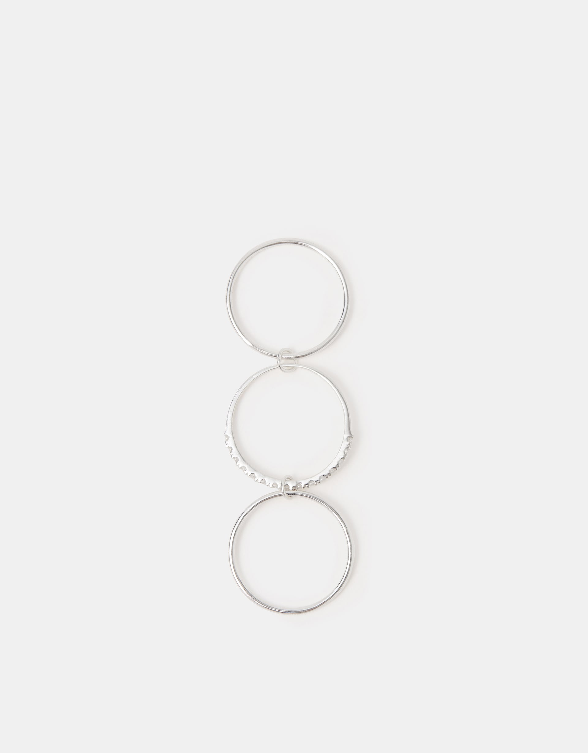 Accessorize Star Sterling Triple Band Ring, Silver, Size: M