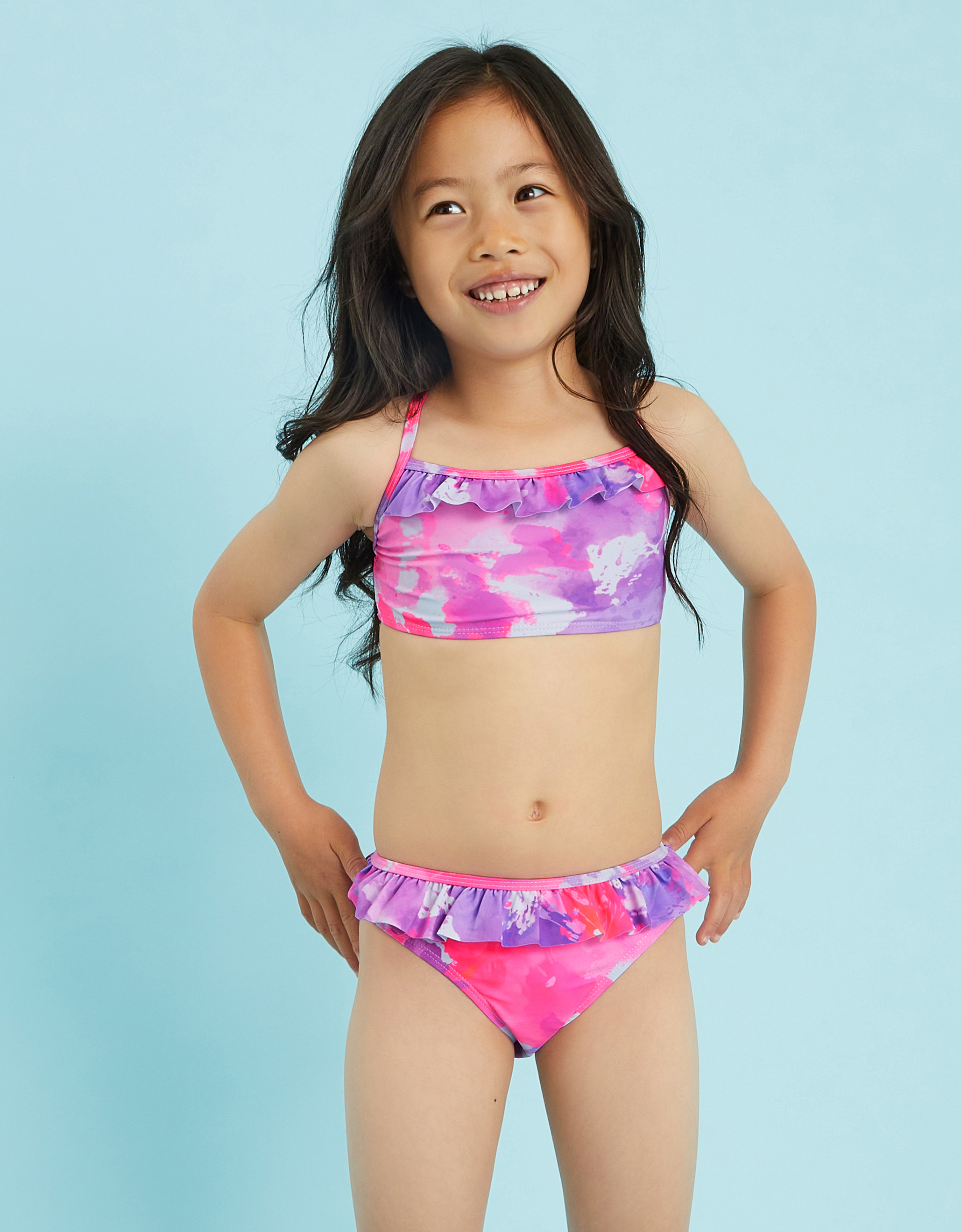 Purple & Pink Tie Dye Bikini Set, Size: 5-6 Years, Girls - Accessorize