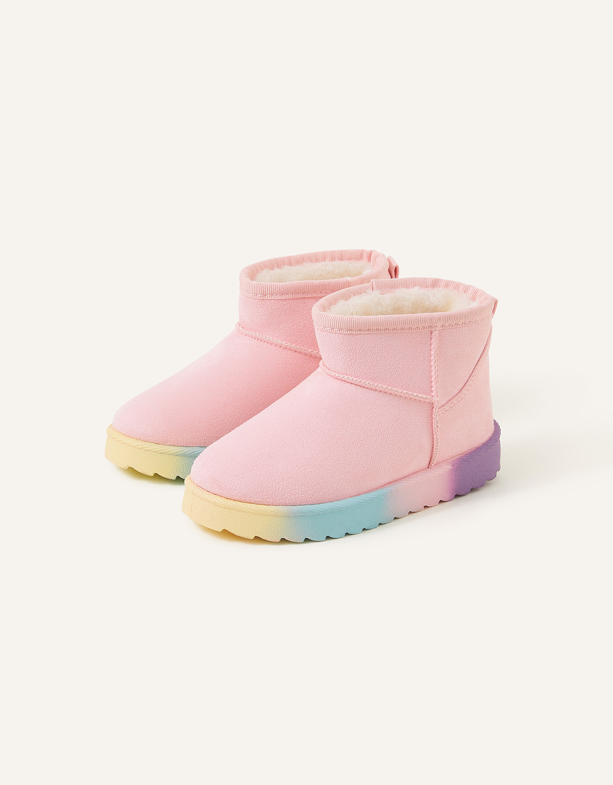Accessorize Girl's Rainbow Sole Faux Suede Boots Pink, Size: 2