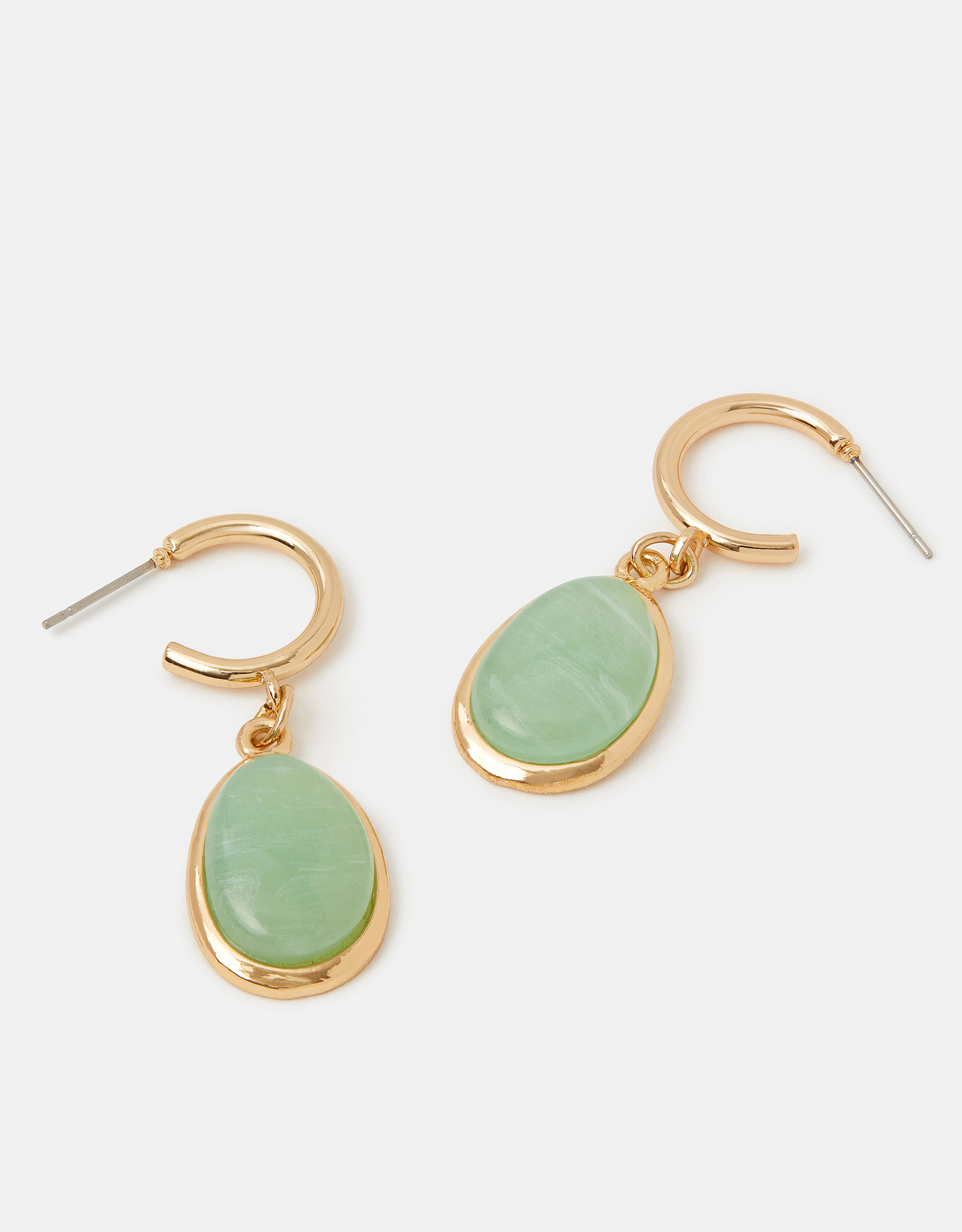 Resin Stone Drop Hoop Earrings - Accessorize