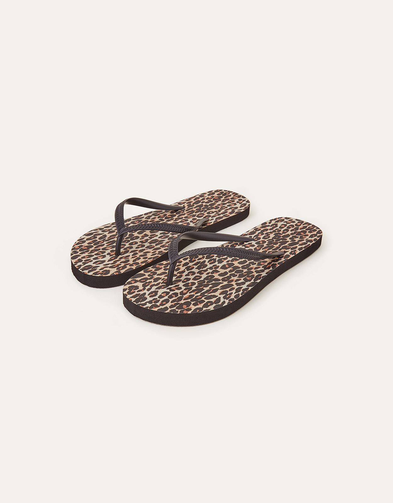 Accessorize Women's Brown and Black Classic Leopard Print Flip Flops, Size: S