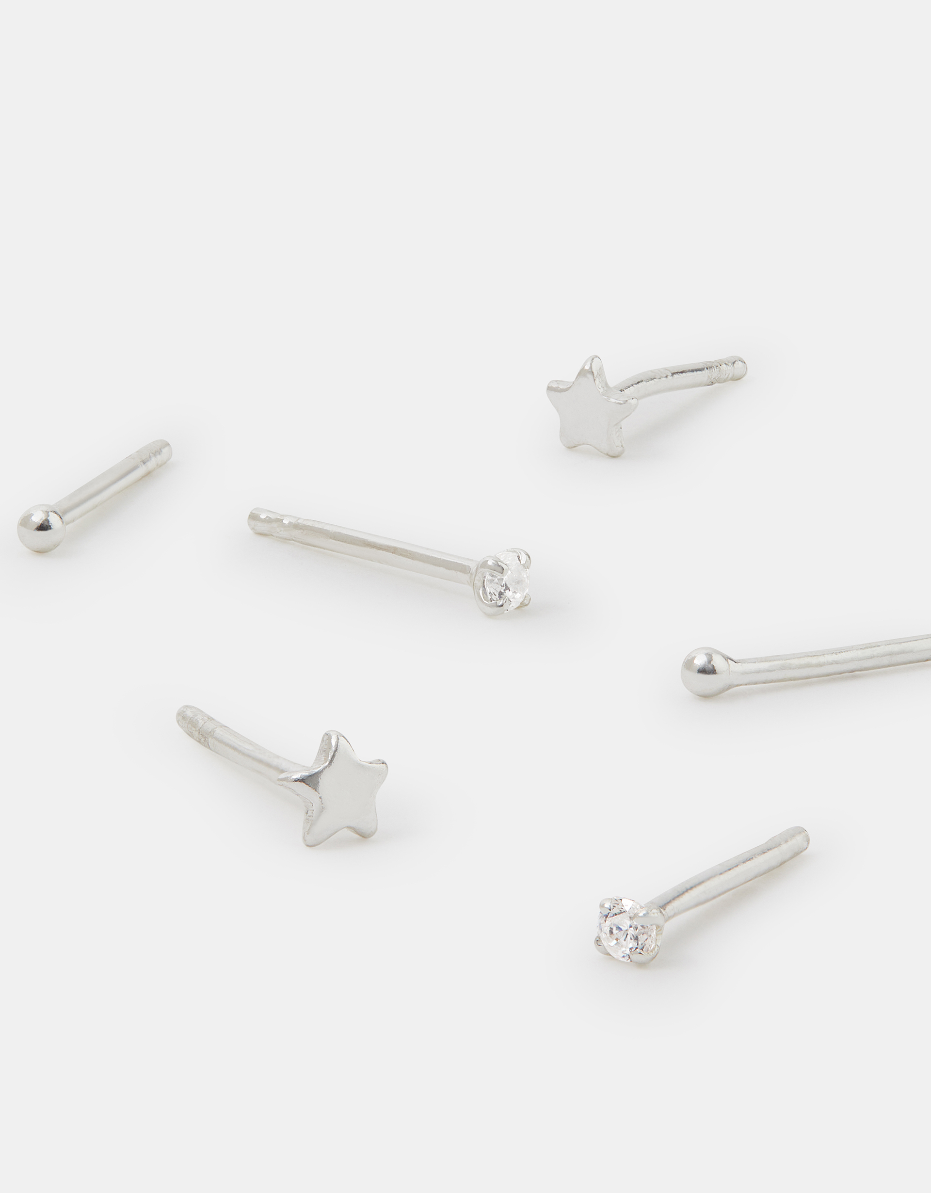 3-Pack Sterling Silver Star Stud Earrings, Size: 0.4cm - Accessorize