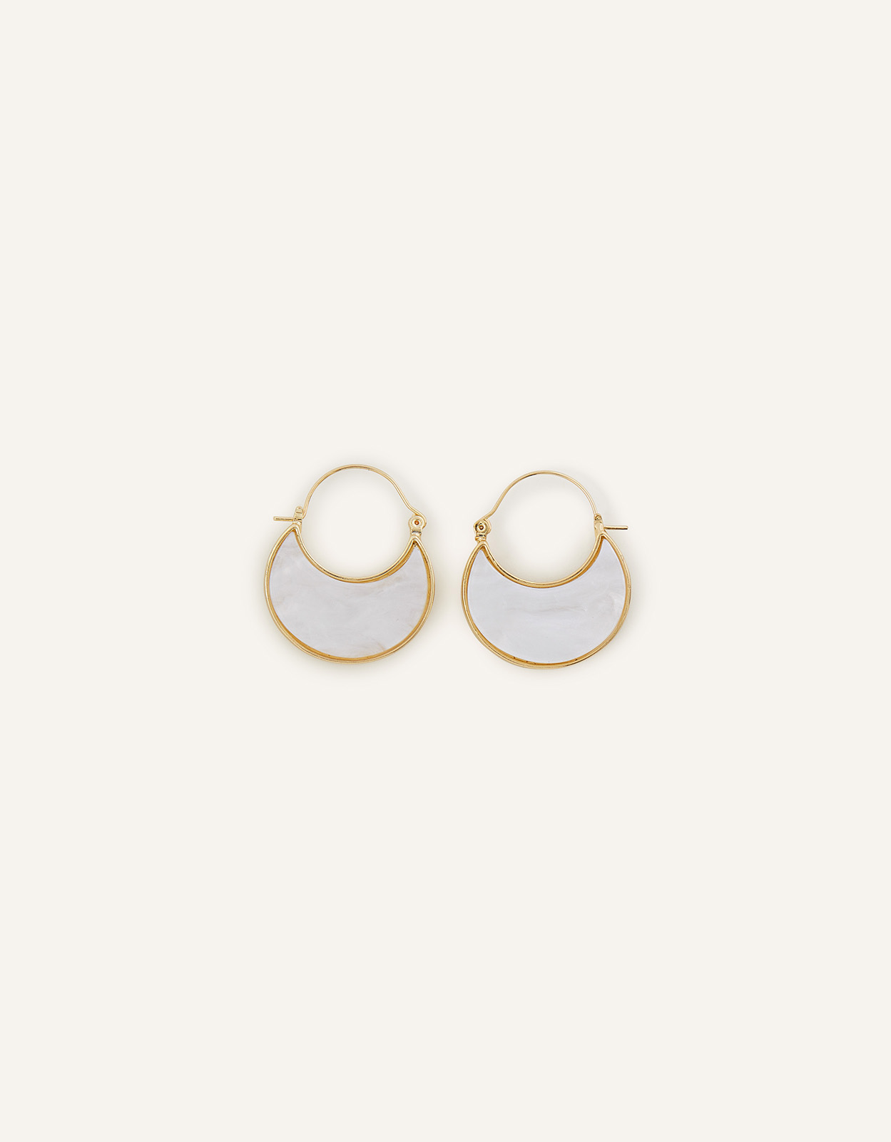 Accessorize Women's Gold and White Half Moon Drop Earrings, Size: 4cm