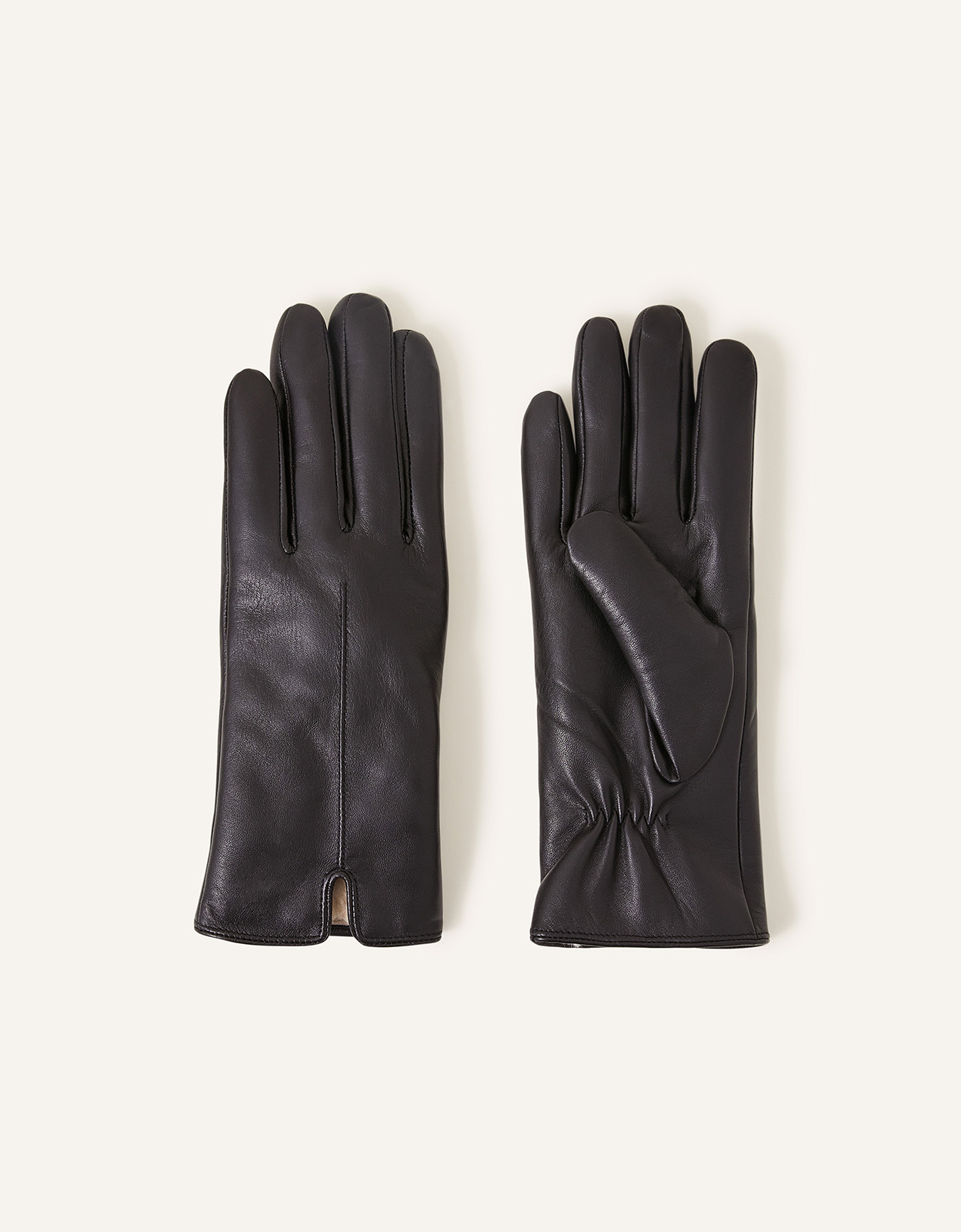 Accessorize Faux Fur-Lined Leather Gloves Black, Size: One Size