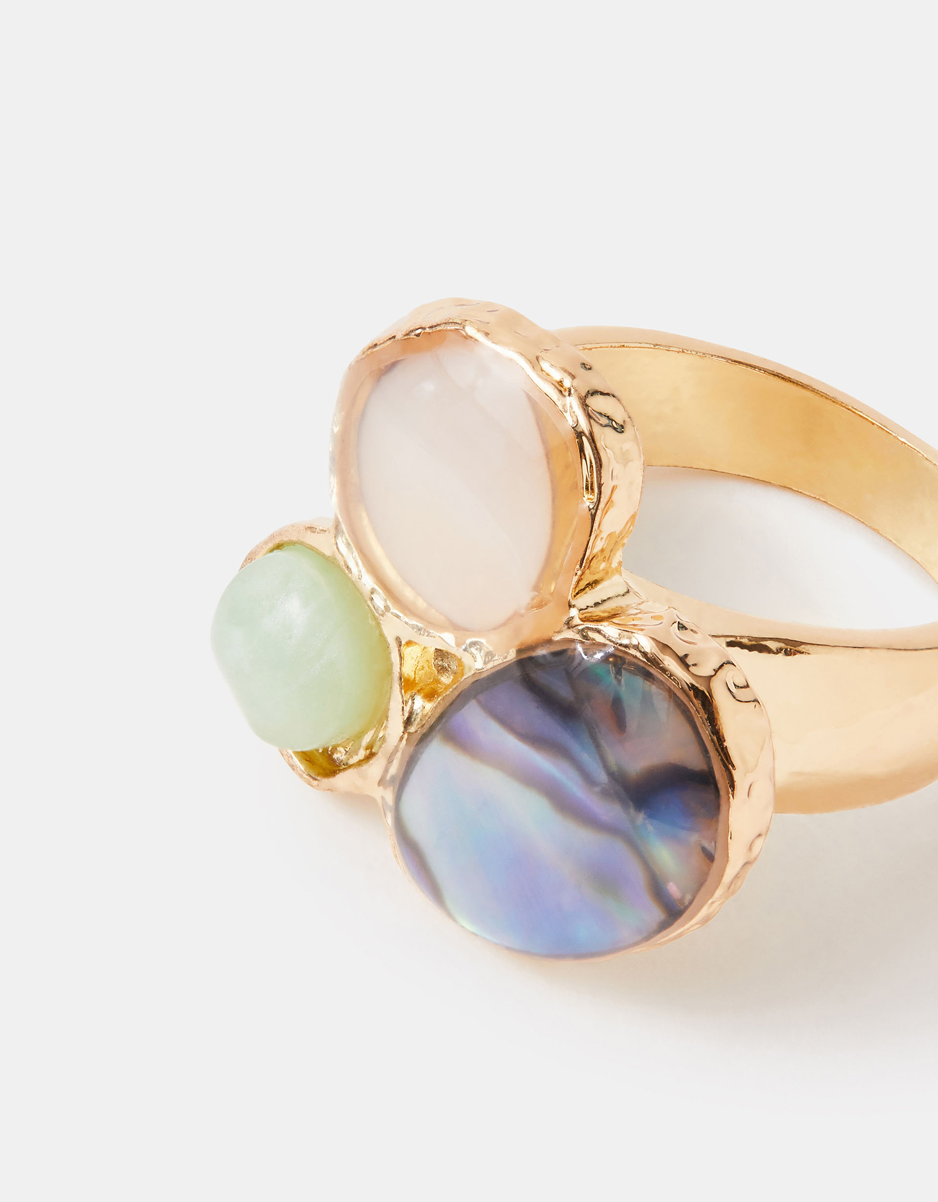 Mother of Pearl Resin Stone Ring Multi, Size: S - Accessorize