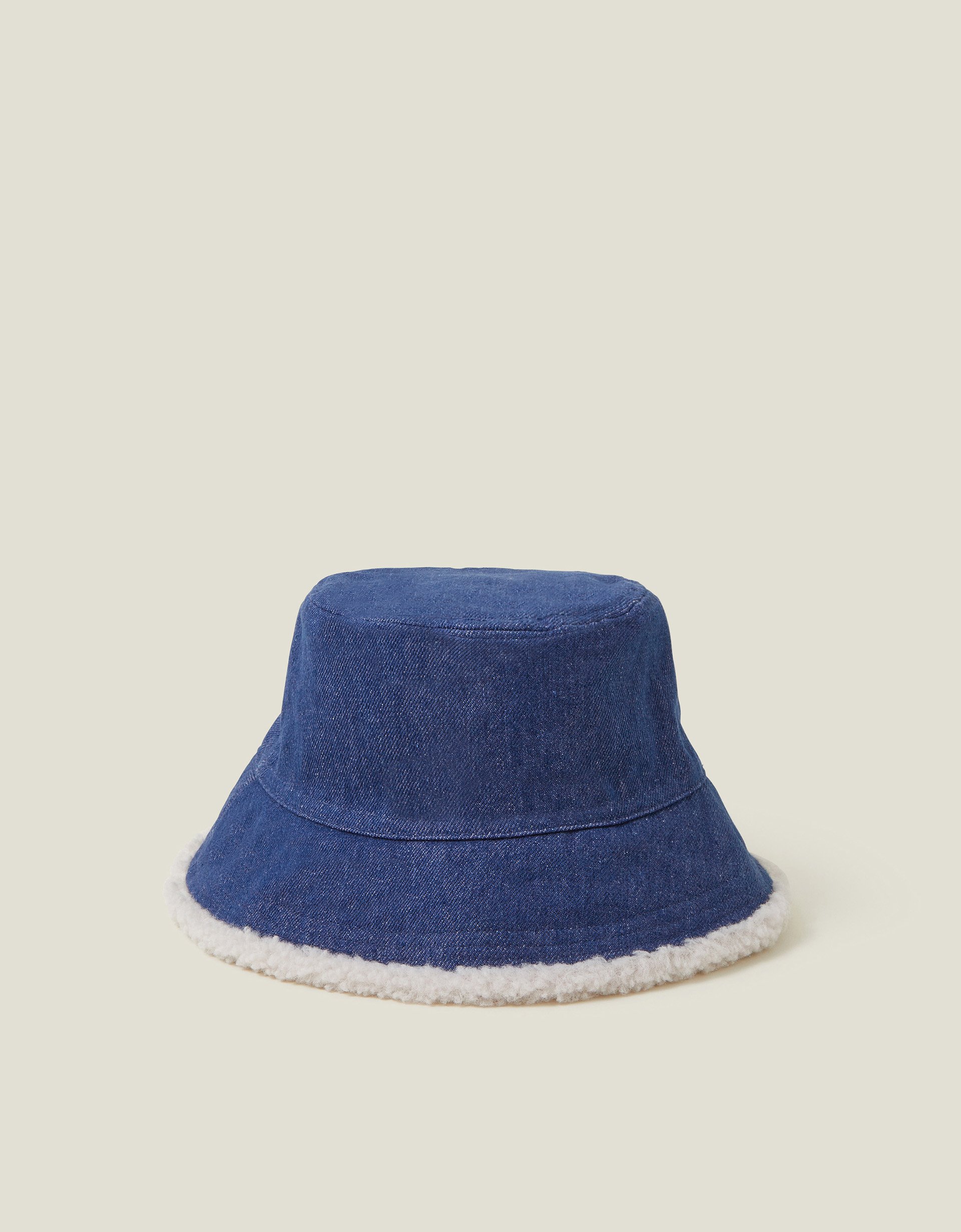 Blue Denim Borg Bucket Hat, Women's - Accessorize