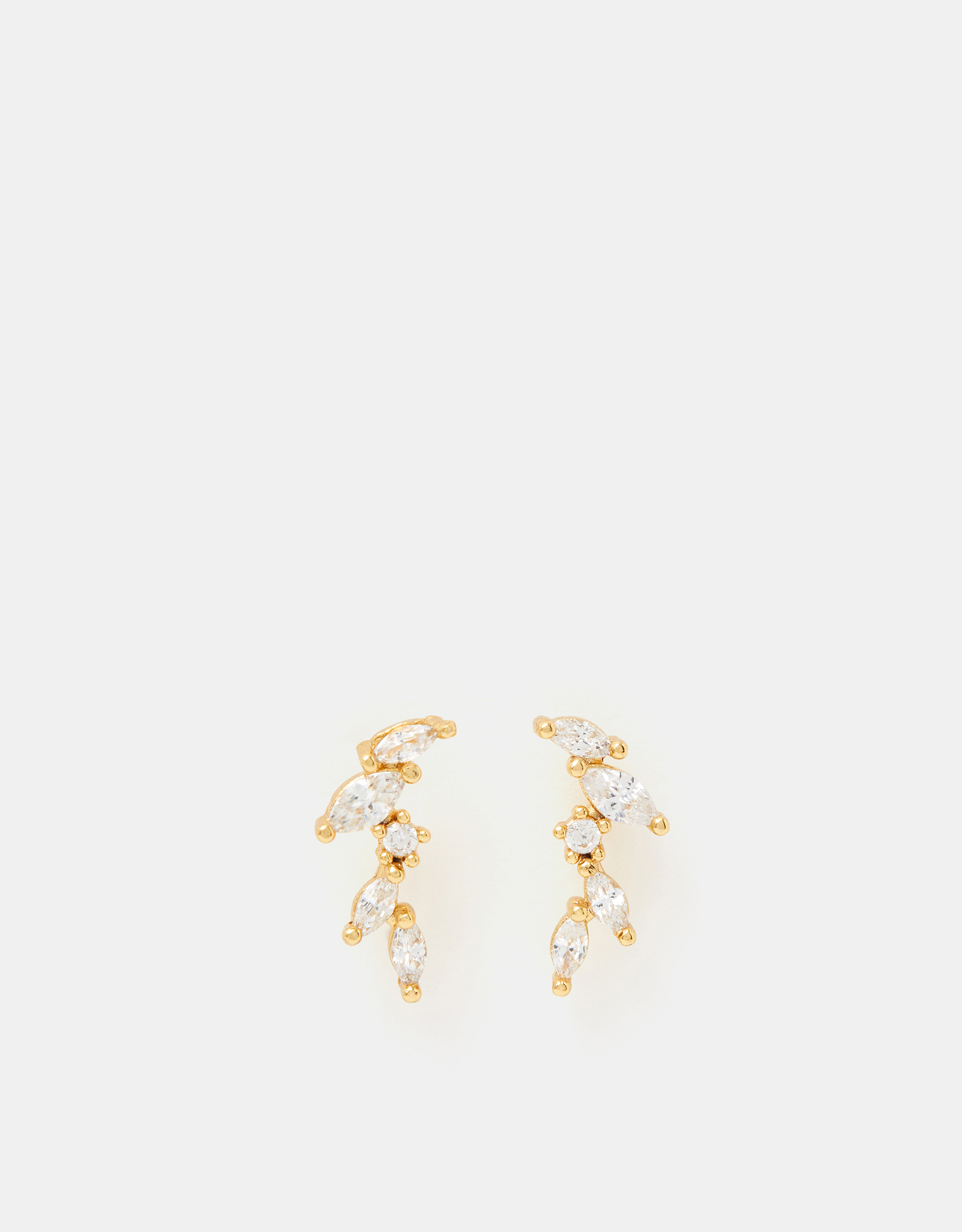 Accessorize 14ct -Plated Mini Climber Stud Earrings, Gold