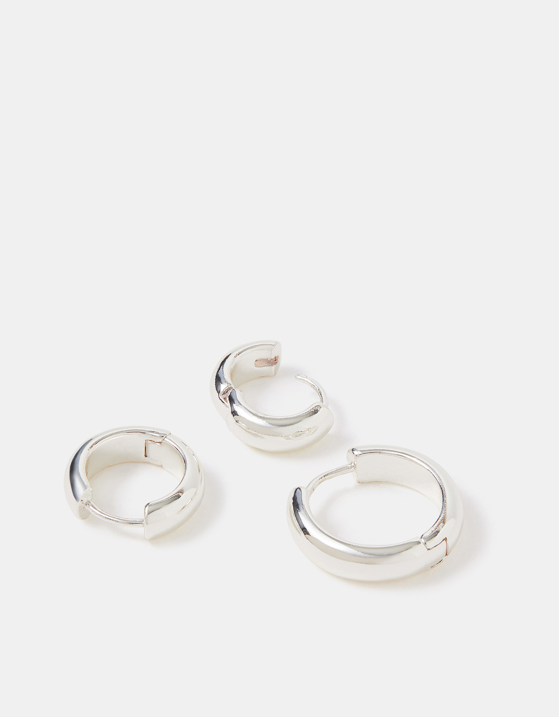 Accessorize Tile 3-Pack Sterling Silver-Plated Hoop Earrings, White