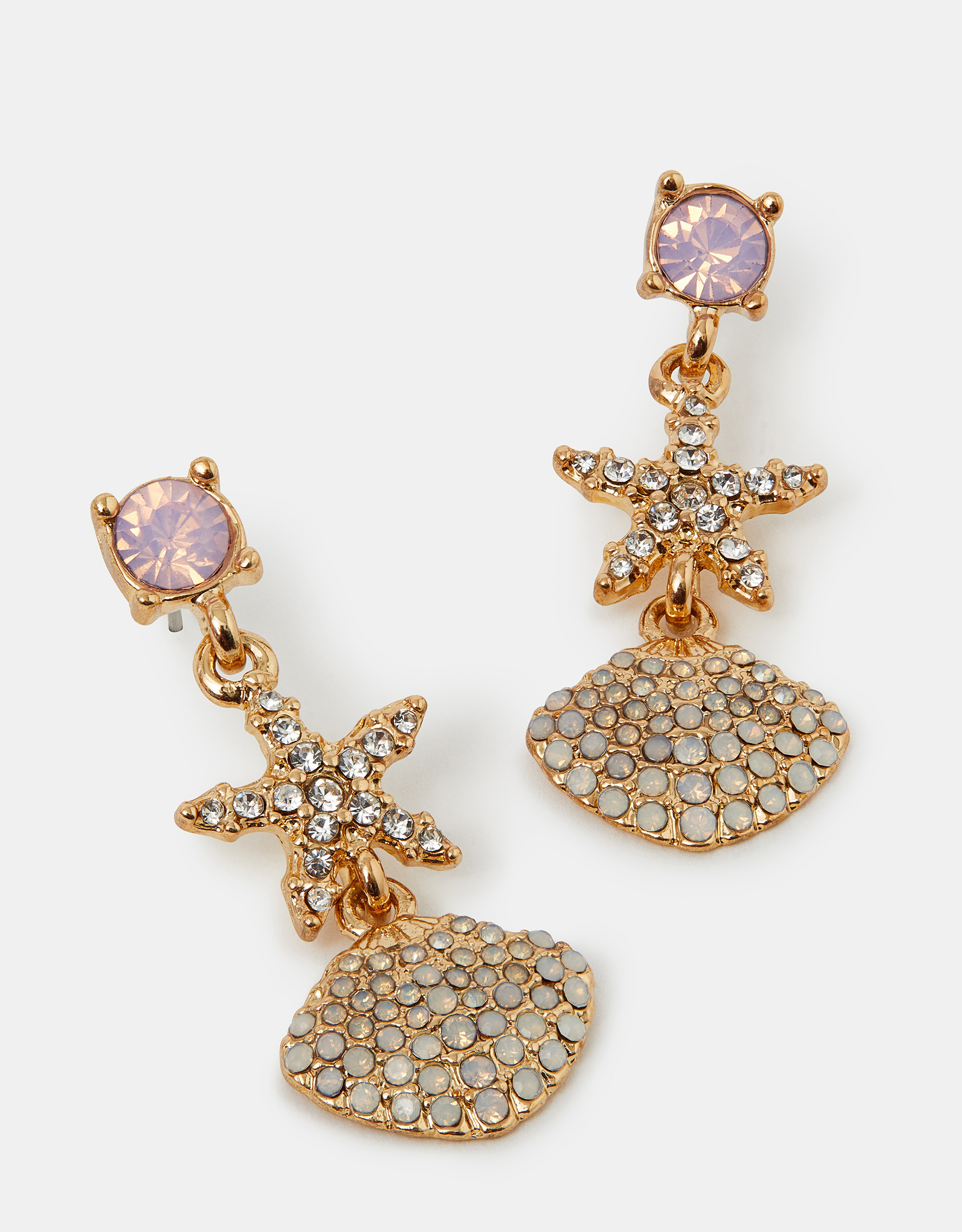 Multicolour Jewel Shell Drop Earrings - Accessorize