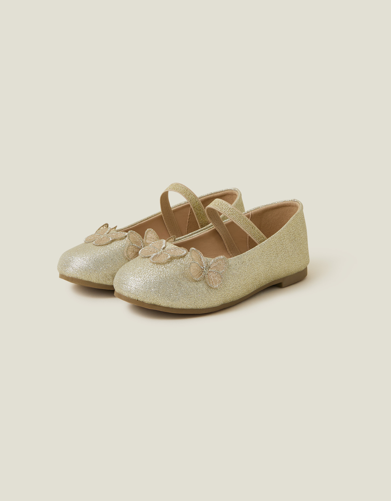 Butterfly Ballet Flats Gold, Size: 9, Girl's - Accessorize
