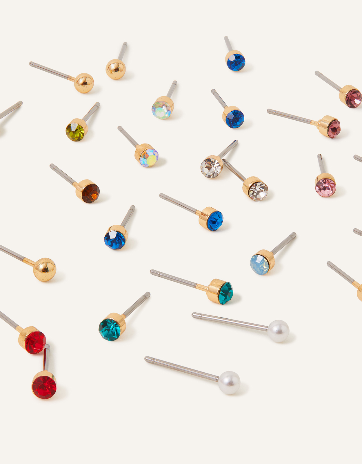 Accessorize Women's Dark Multi Stone Studs 15 Pack, Size: One Size