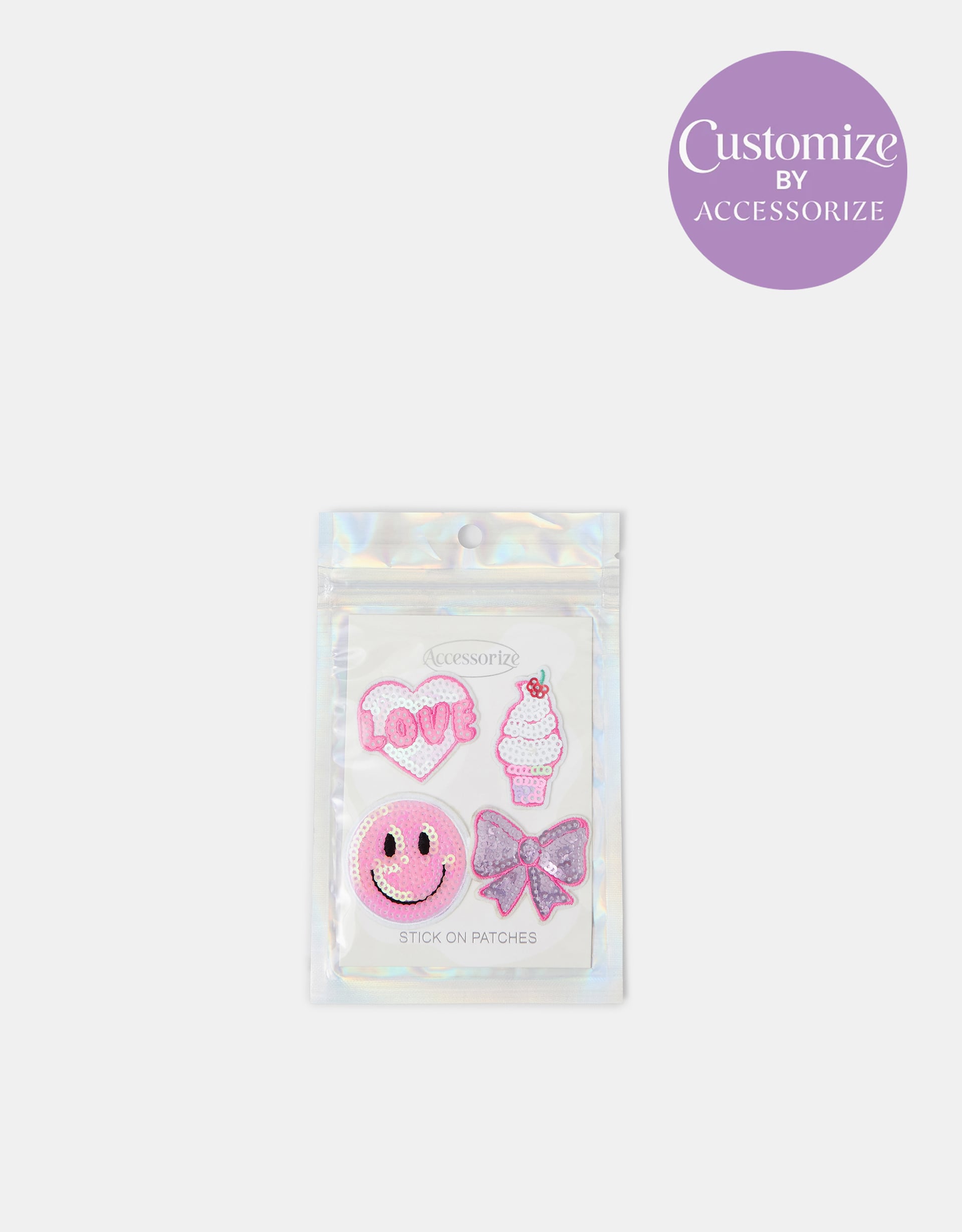 Accessorize Sequin 4-Pack Love Stick-On Patches, Cream