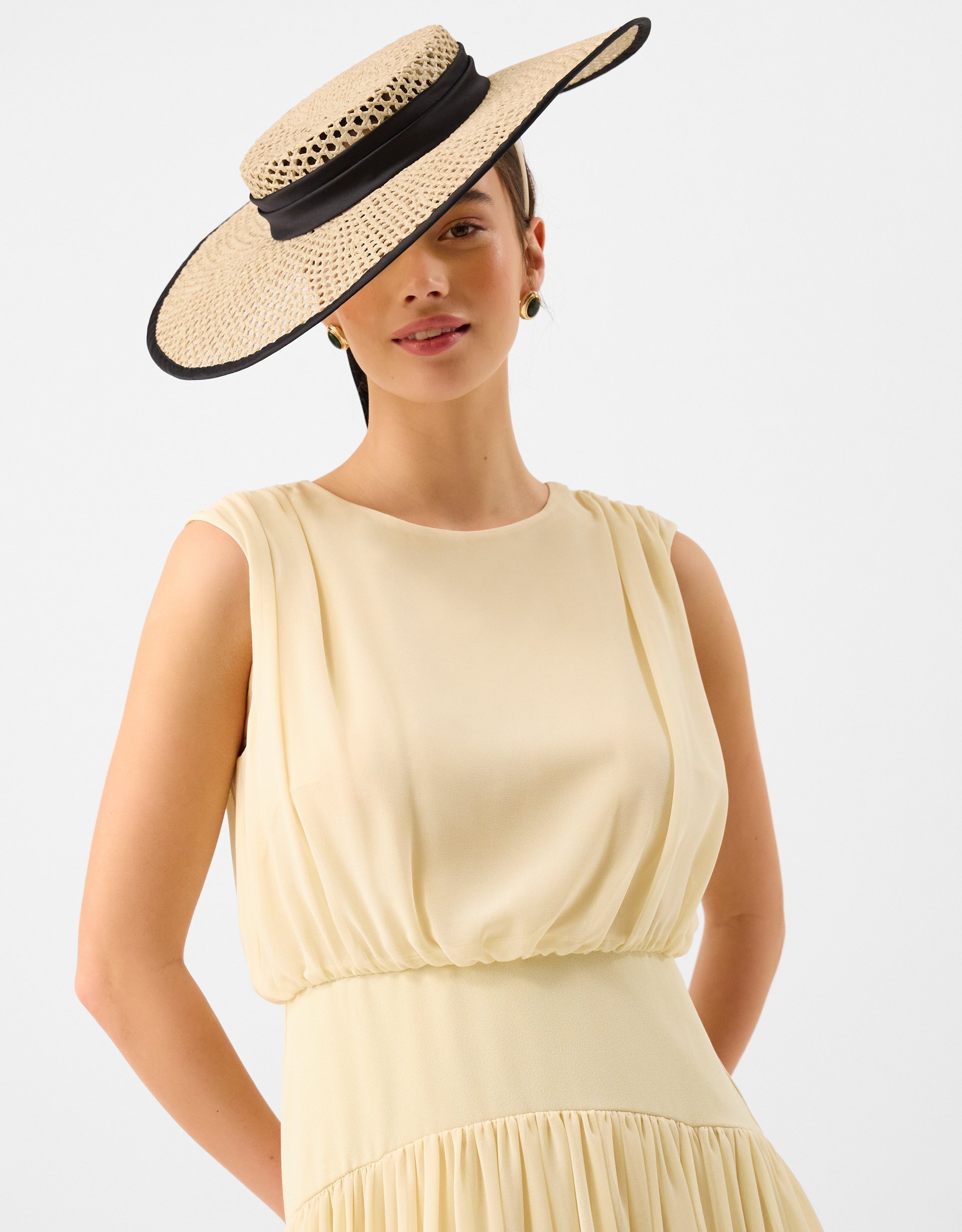 Accessorize Woven Boater Fascinator, Black