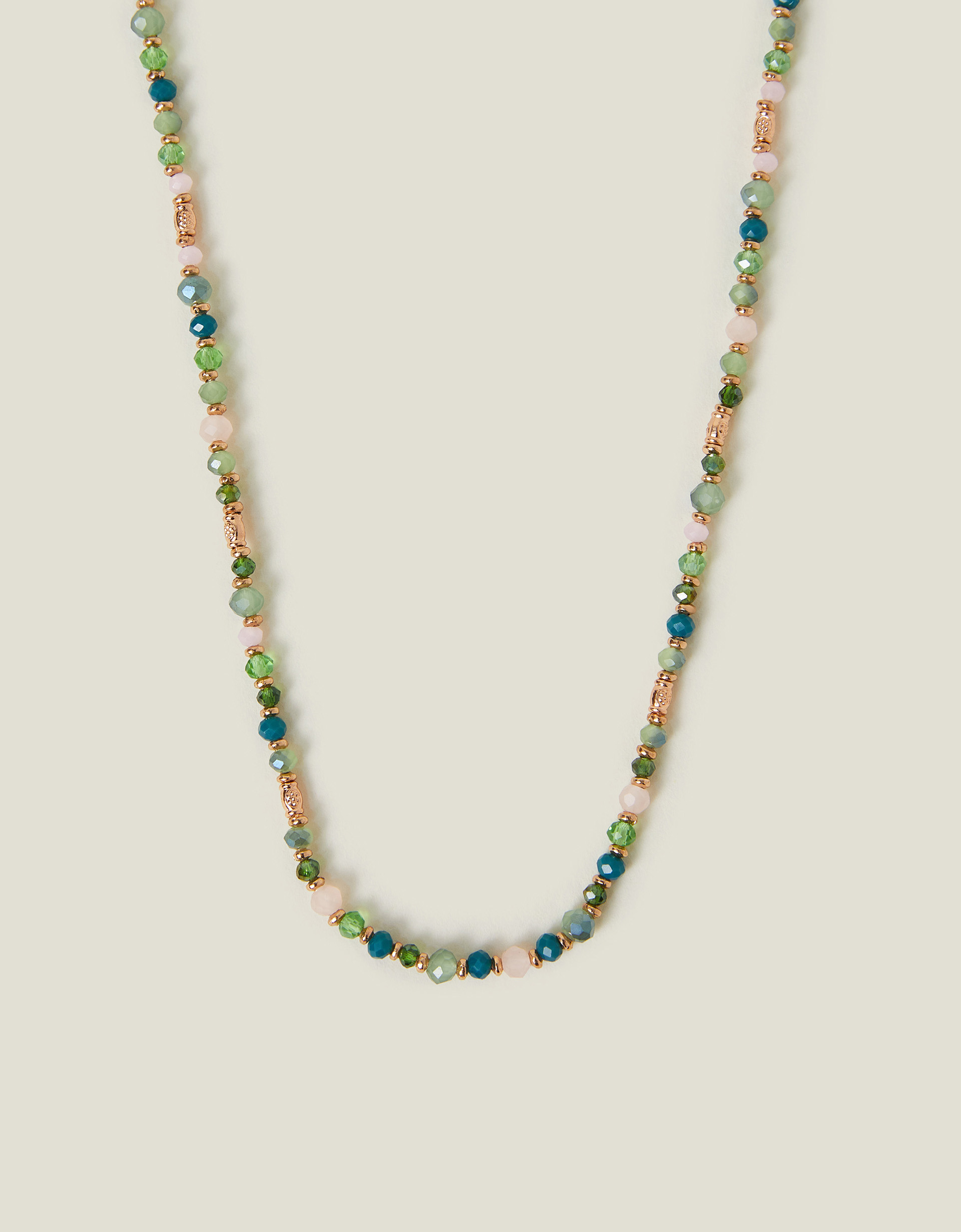 Green Mixed Bead Necklace Gold - Accessorize