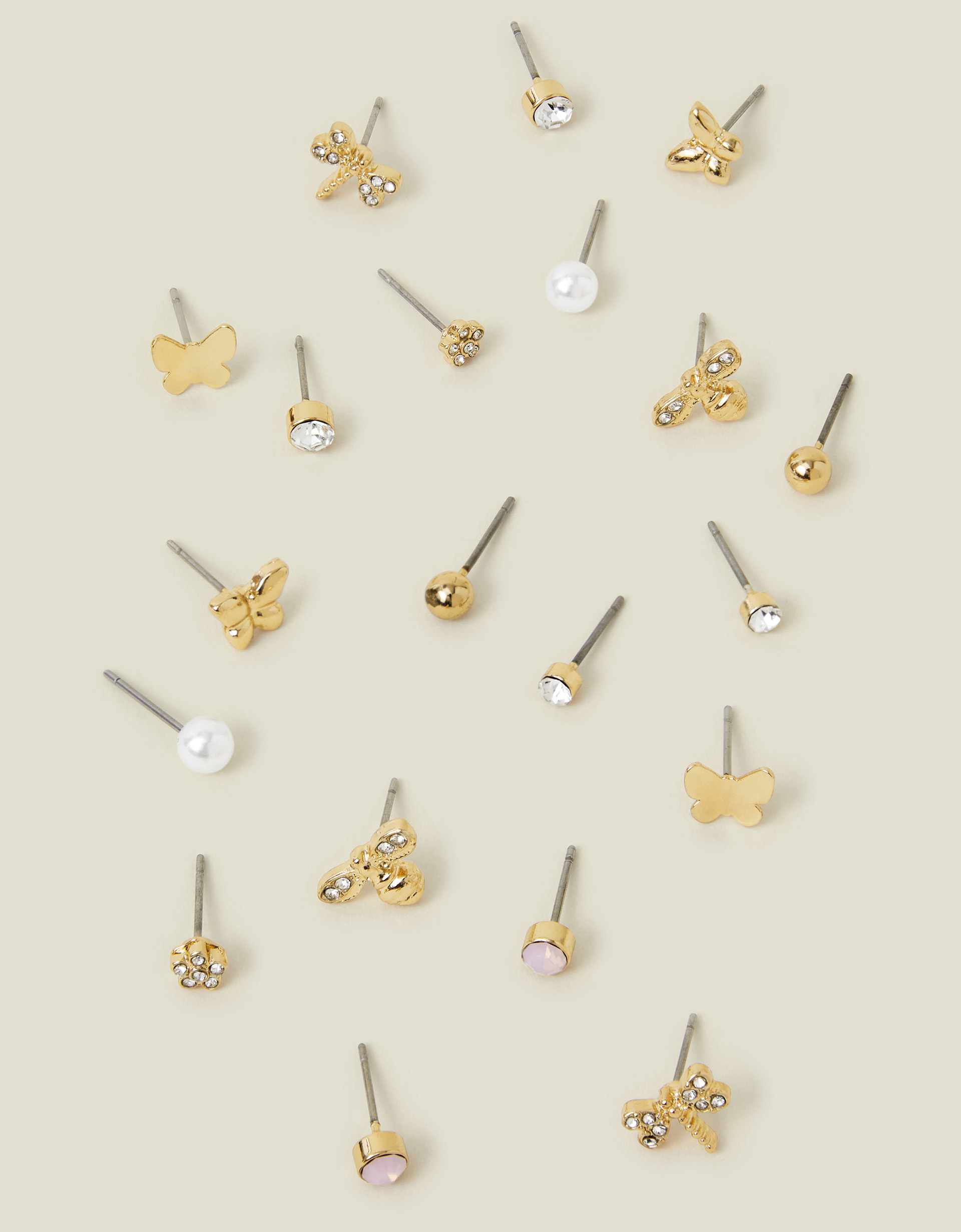Gold 10-Pack Butterfly Stud Earrings - Accessorize
