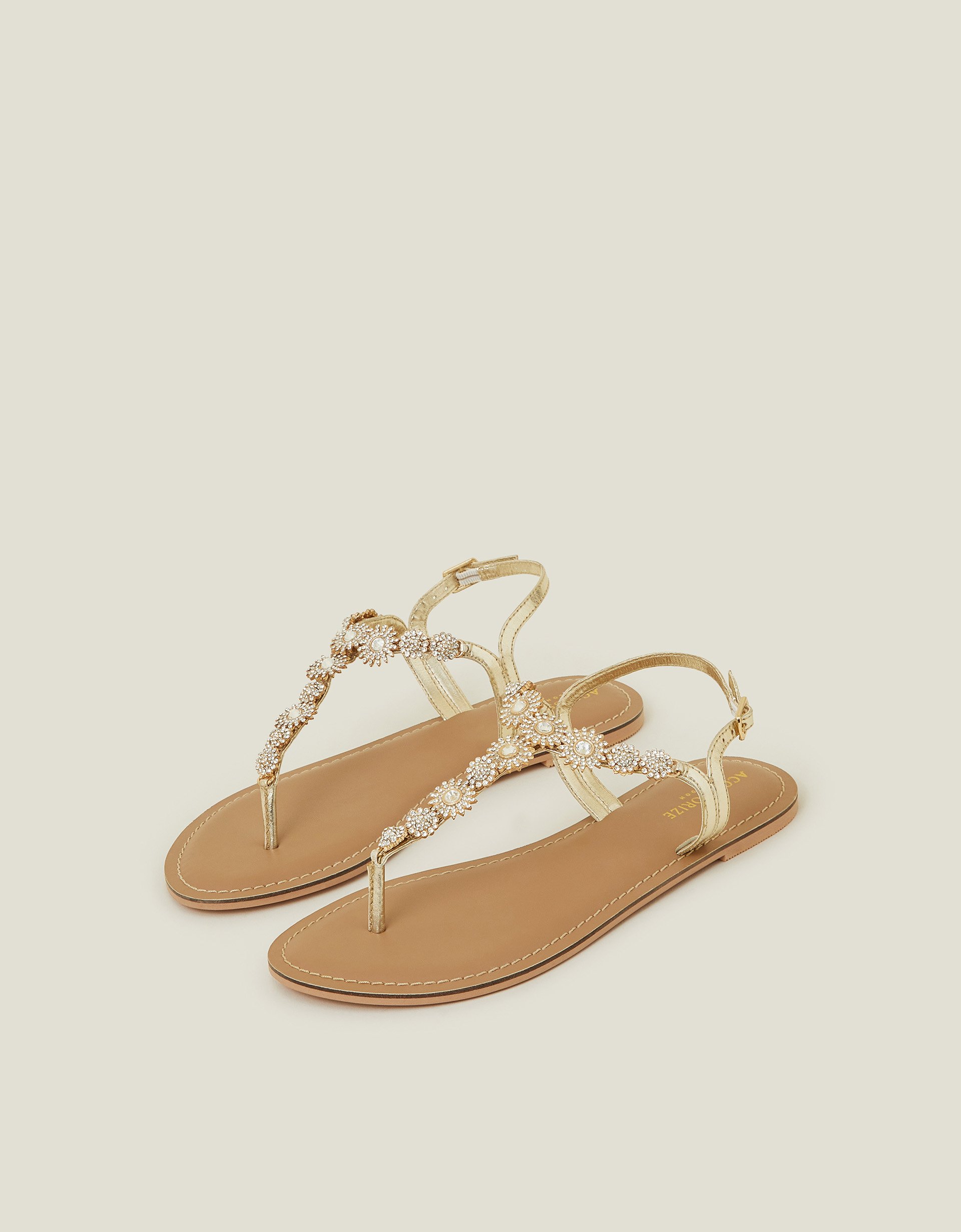 Rome Sparkle Sandals Gold, Size: 41, Women's - Accessorize