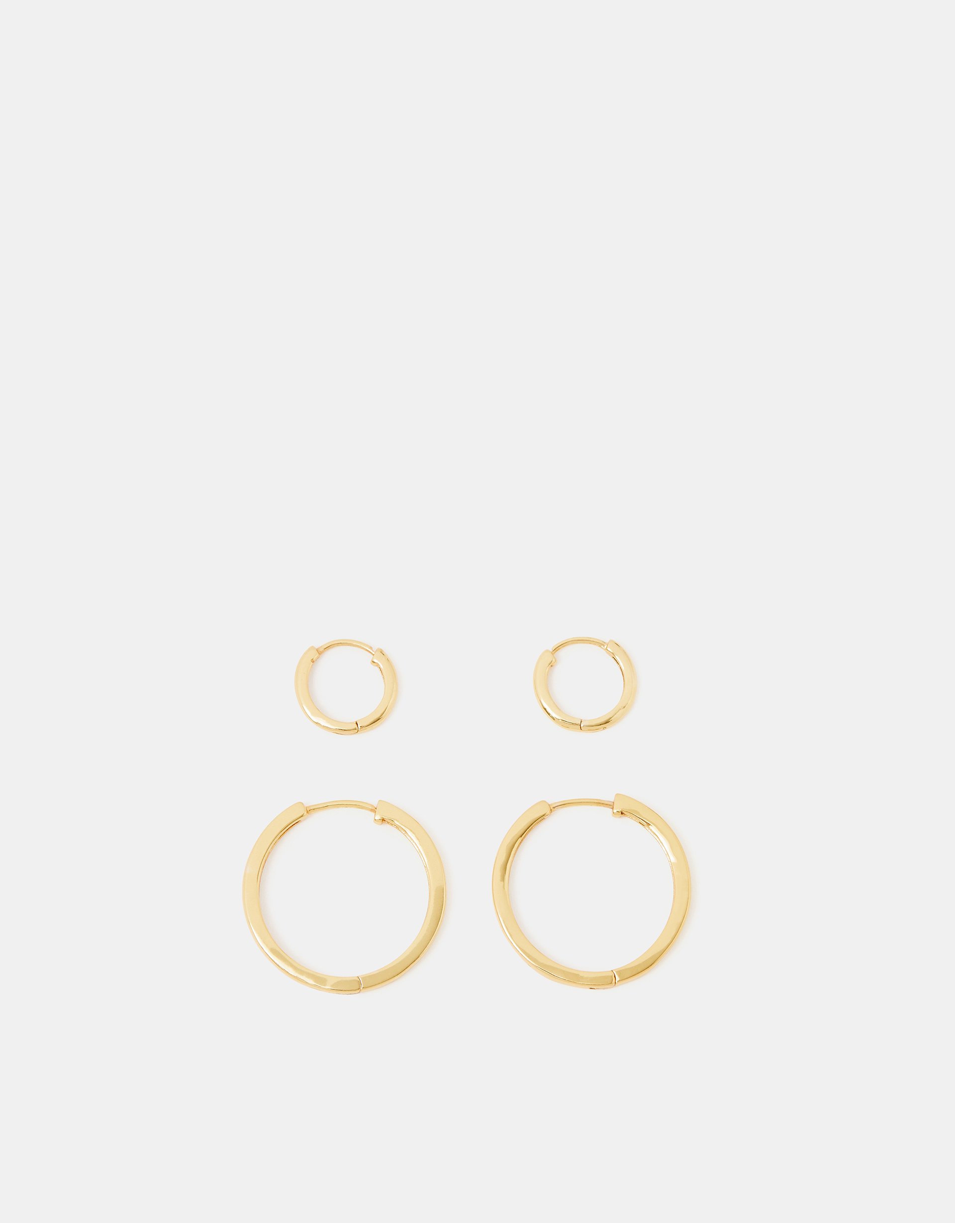 Accessorize 2-Pack 14ct -Plated Hoop Earrings, Gold
