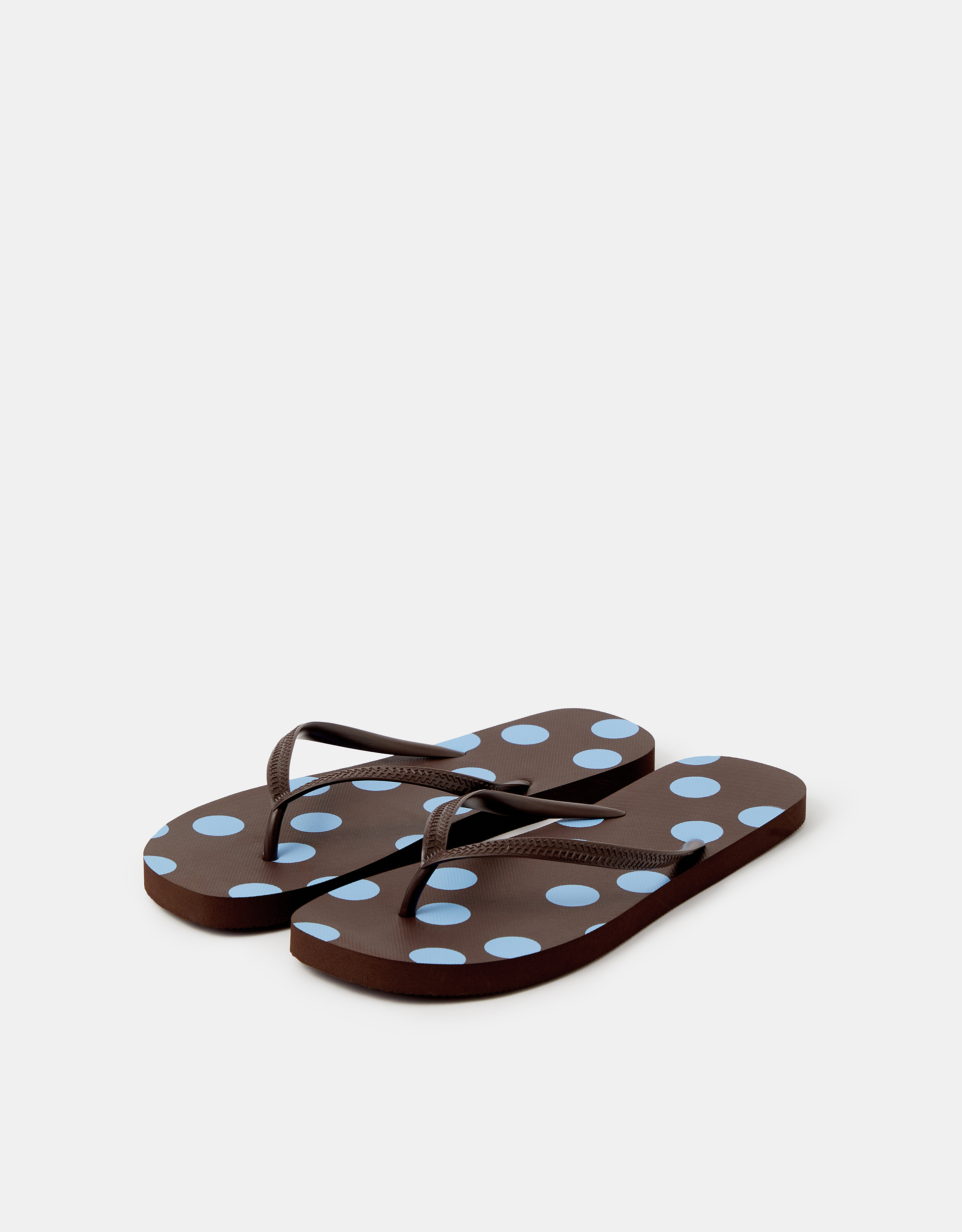 Accessorize Polka Dot Flip Flops, Brown, Size: S