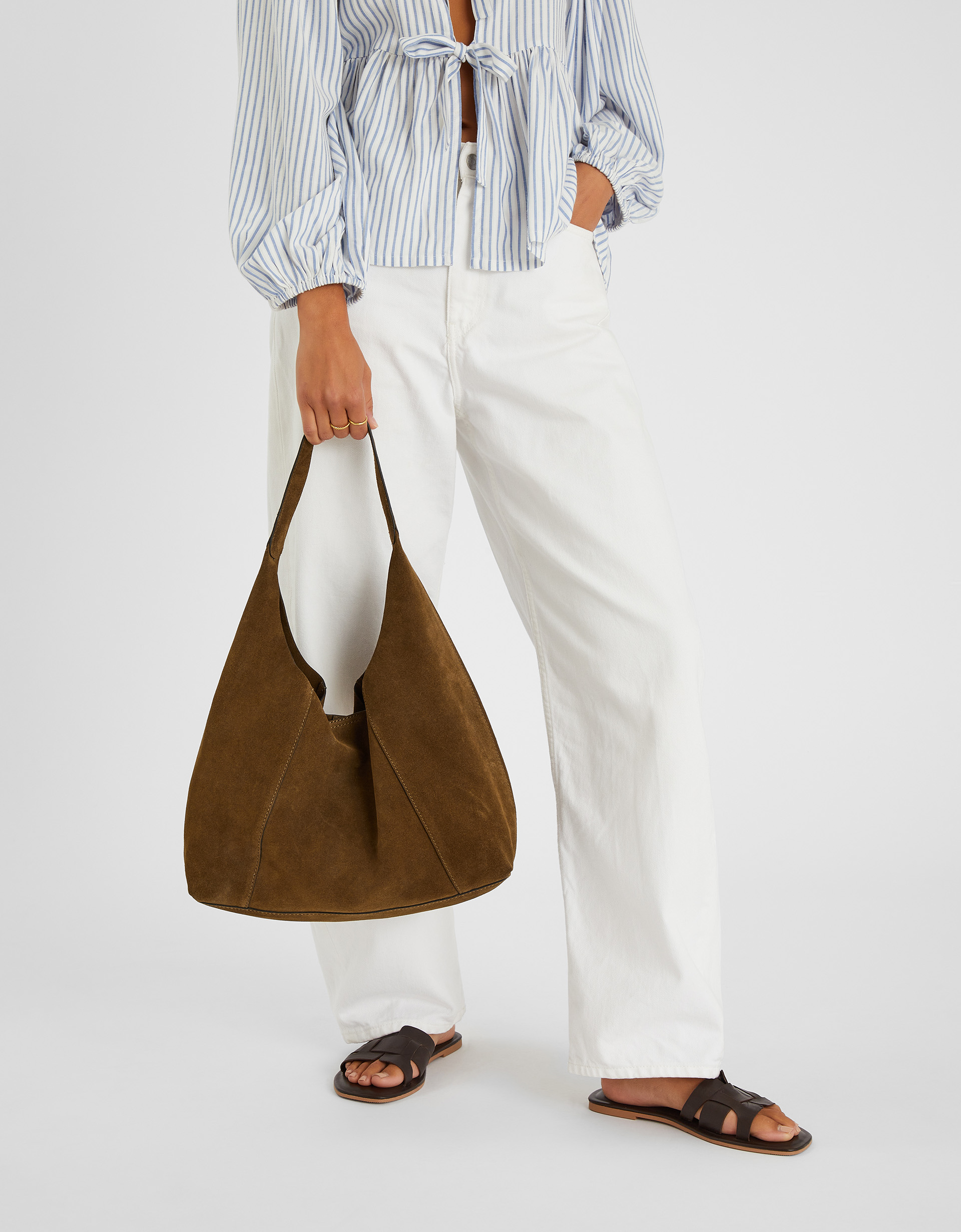 Large Suede Shoulder Bag - Accessorize