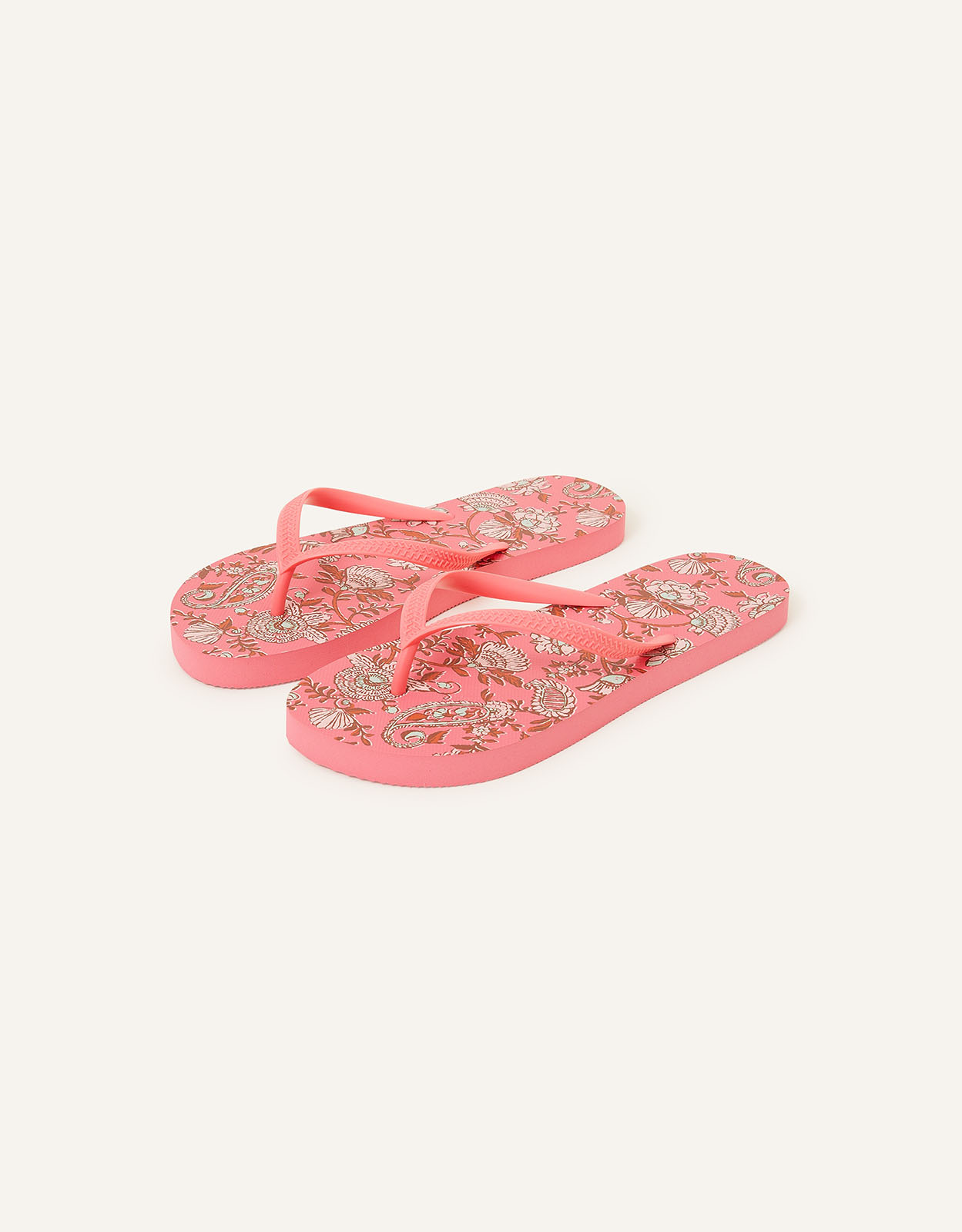 Accessorize Women's Ornamental Print Flip Flops Pink, Size: L