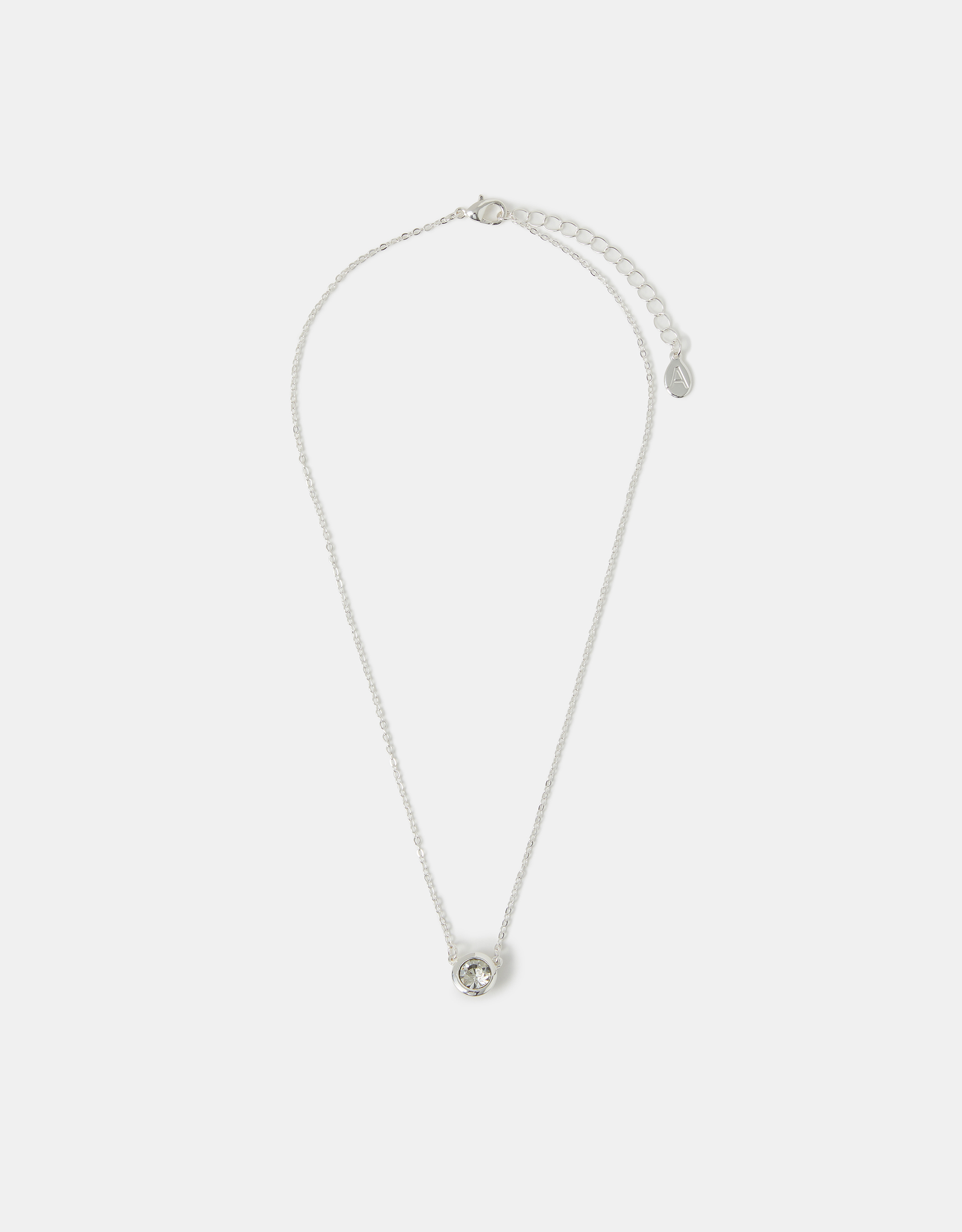 Accessorize Lace Solitaire Pendant Necklace, Silver