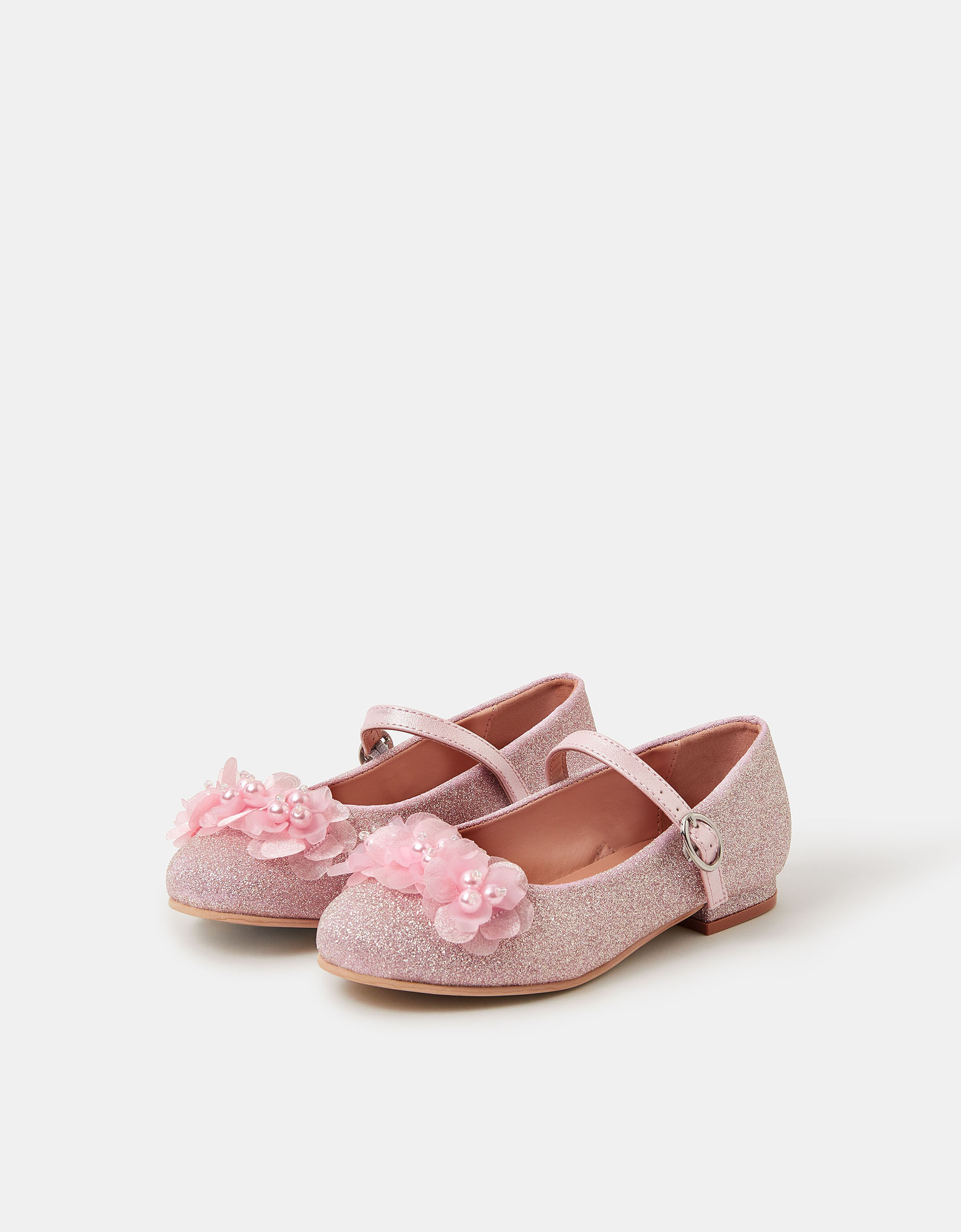 Corsage Glitter Ballet Flats Pink, Size: 12 - Accessorize