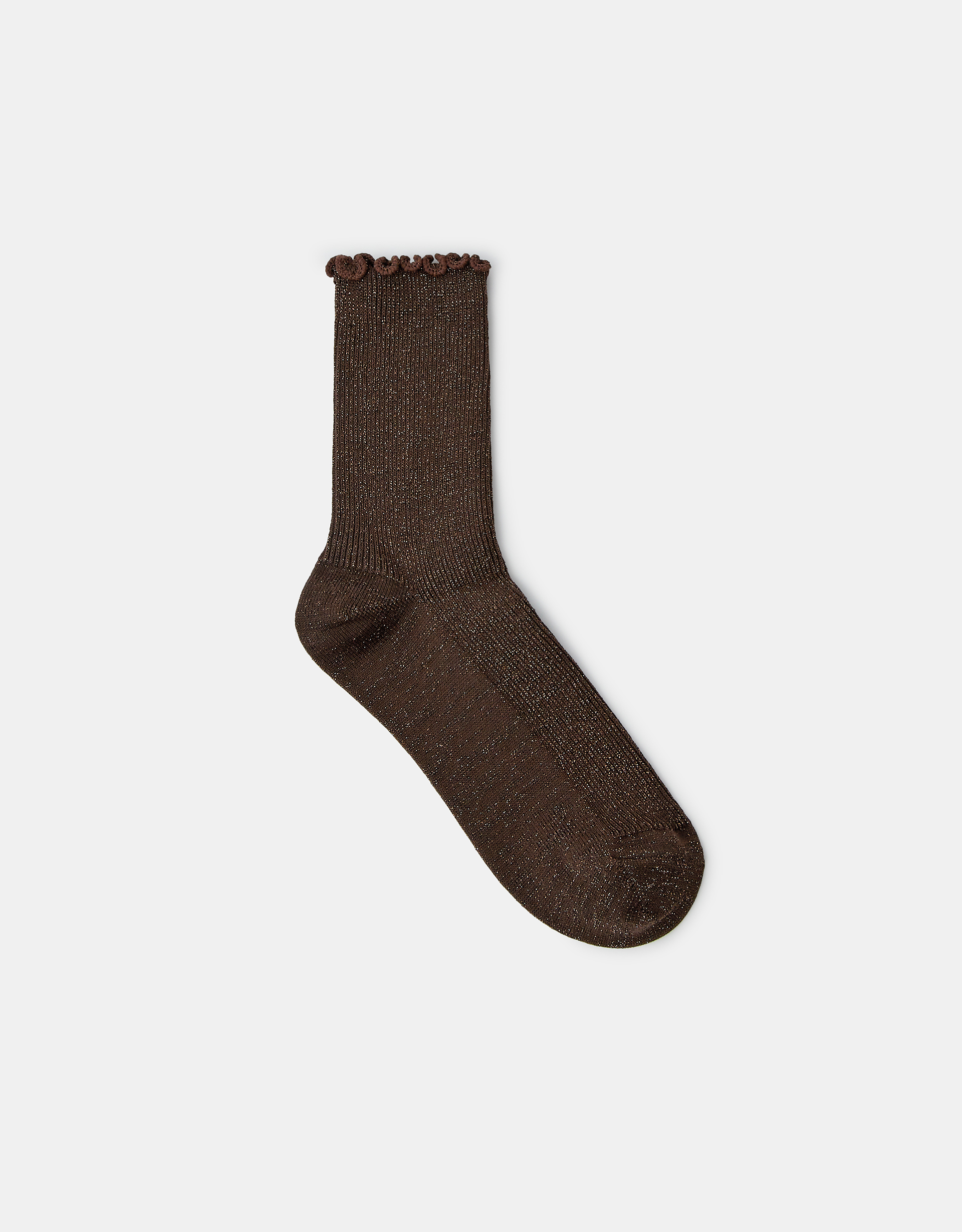 Dark Brown Frill Glitter Socks - Accessorize