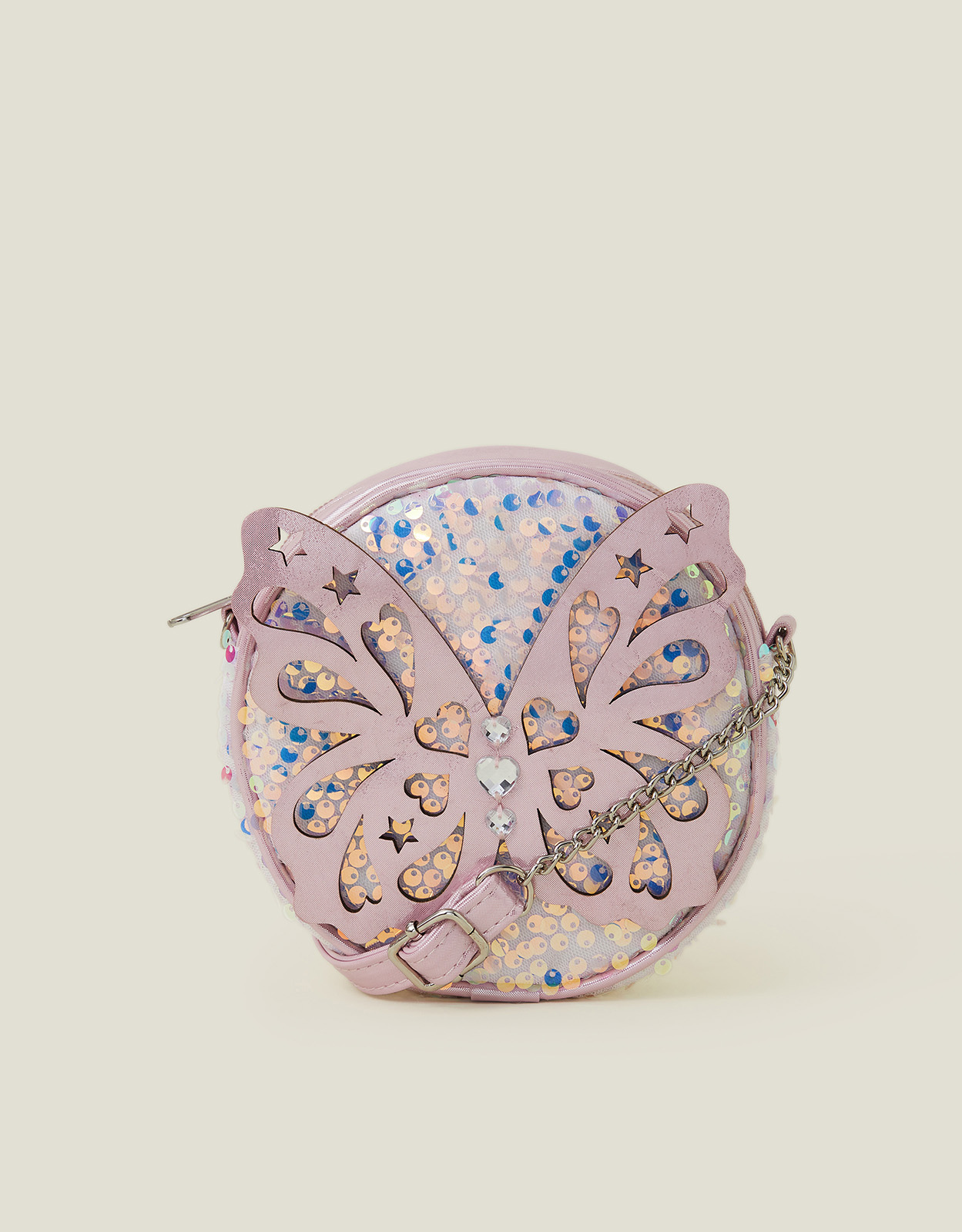 Pink Girls Round Sequin Butterfly Bag, Kids - Accessorize