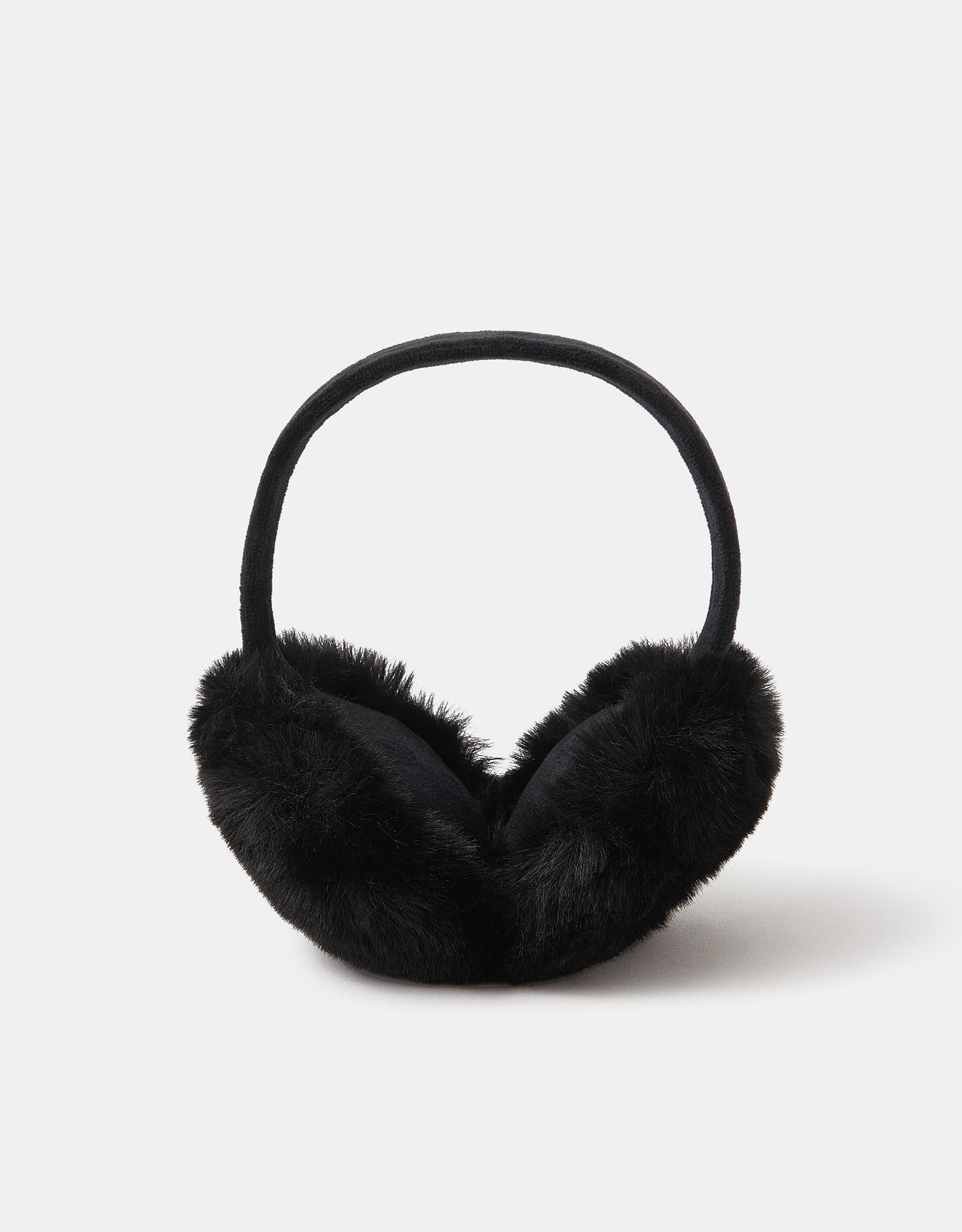 Black Faux Fur Earmuffs, Size: 2x12cm, Women's - Accessorize