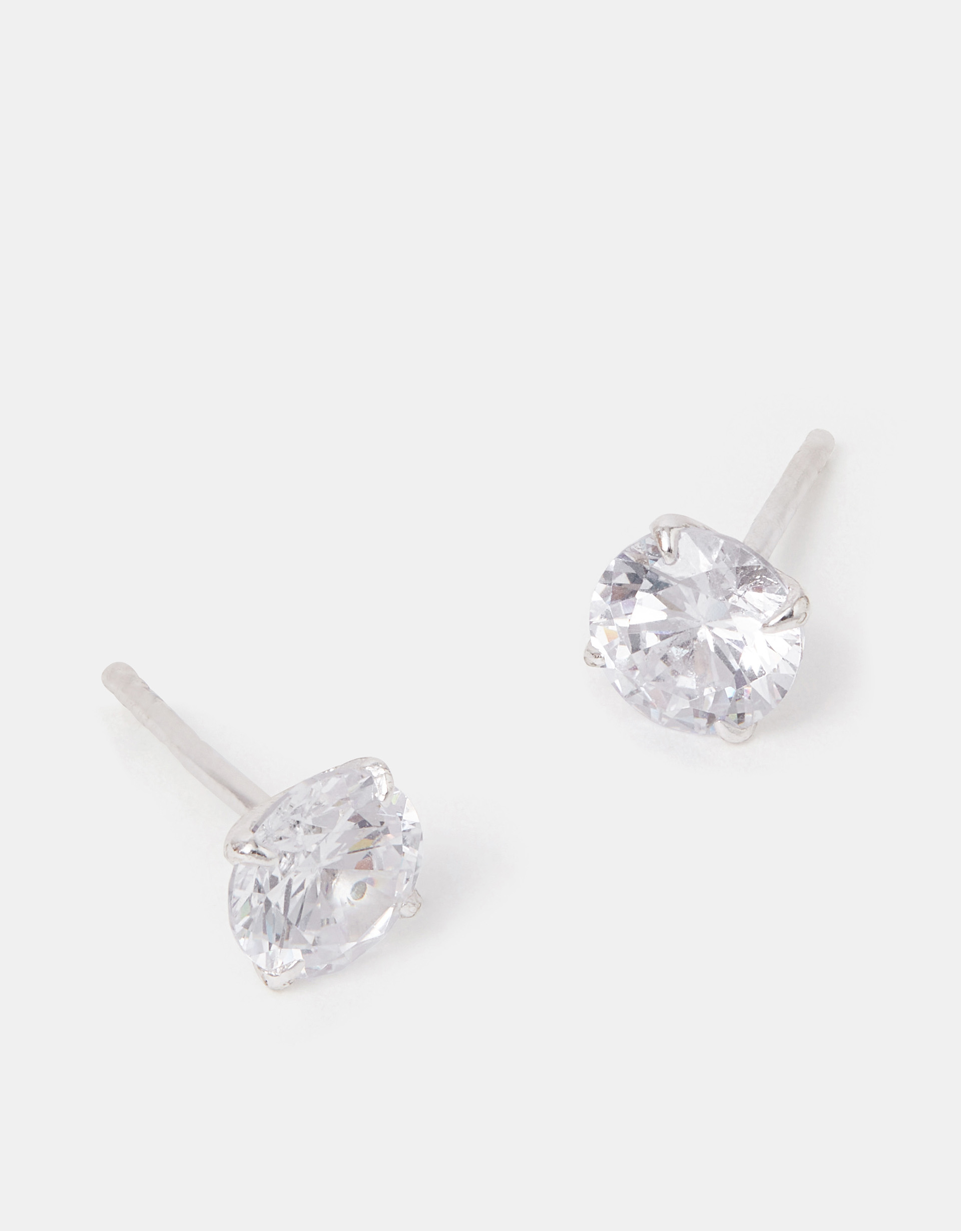 Multicolour Sterling Silver Round Diamante Stud Earrings - Accessorize