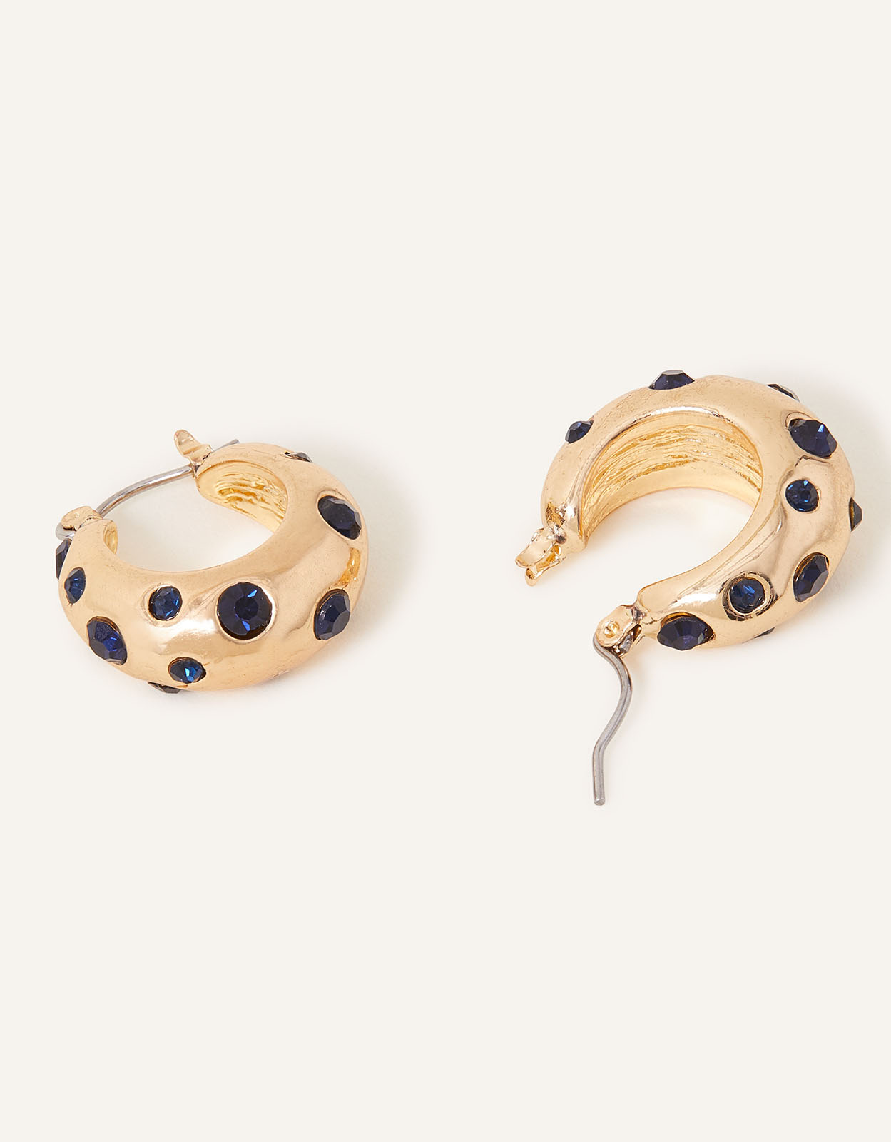 Accessorize Women's Gold Gem Encrusted Hoop Earrings, Size: 2cm
