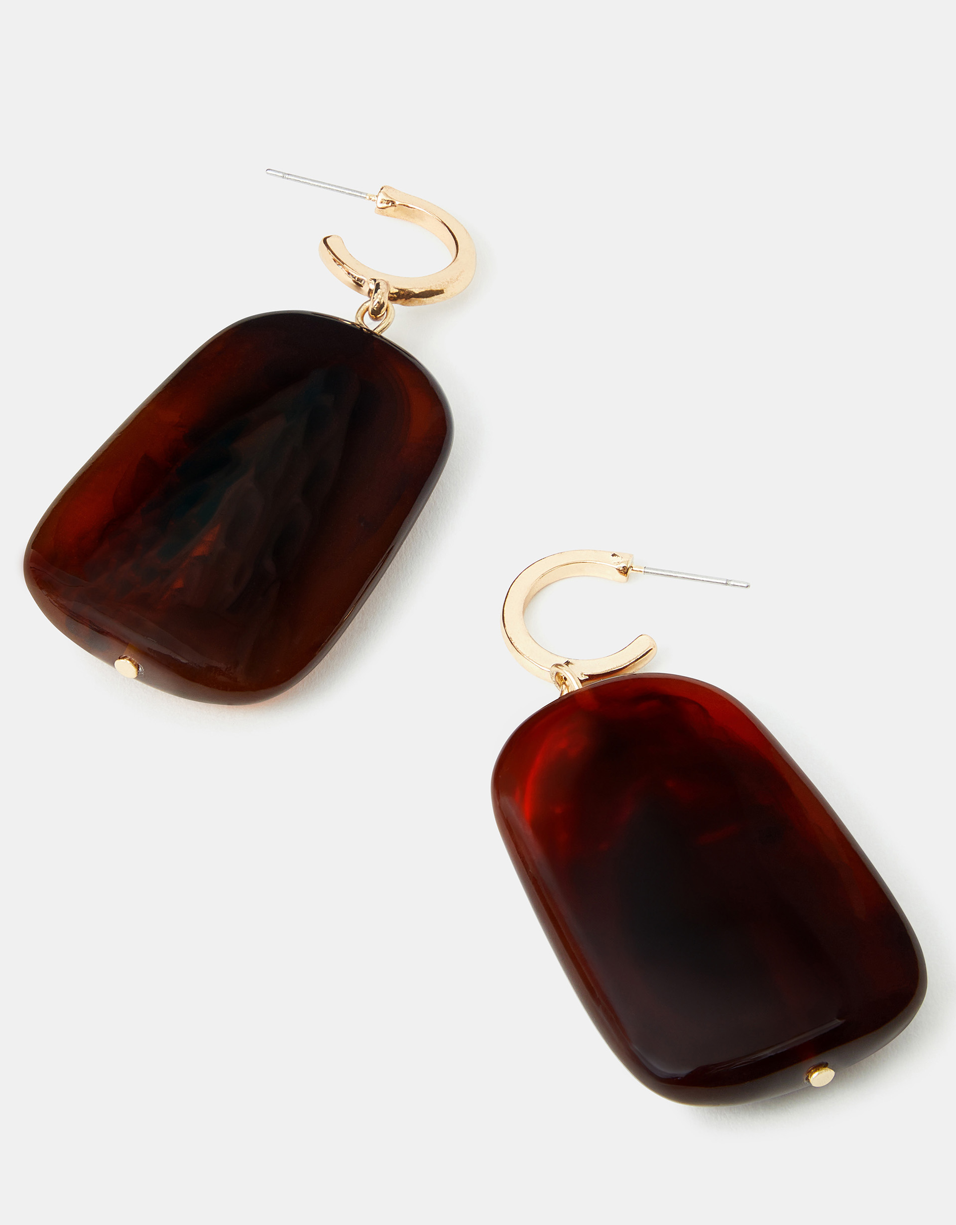 Gold Large Resin Hoop Drop Earrings - Accessorize