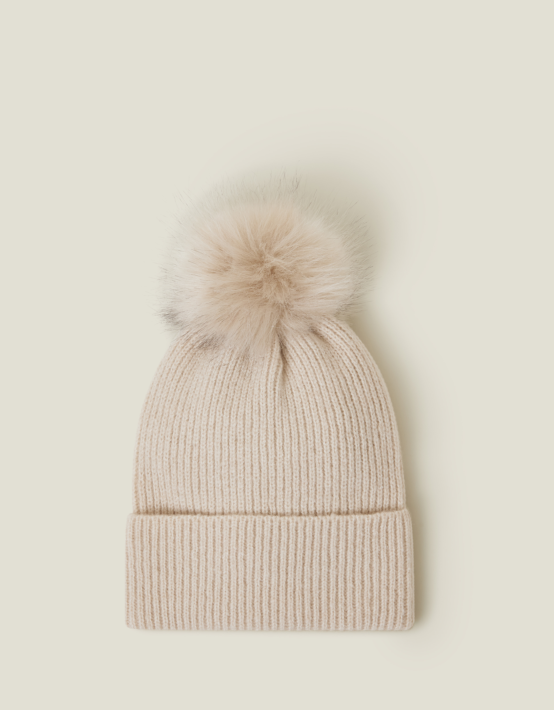 Accessorize Knit Pom-Pom Beanie Natural