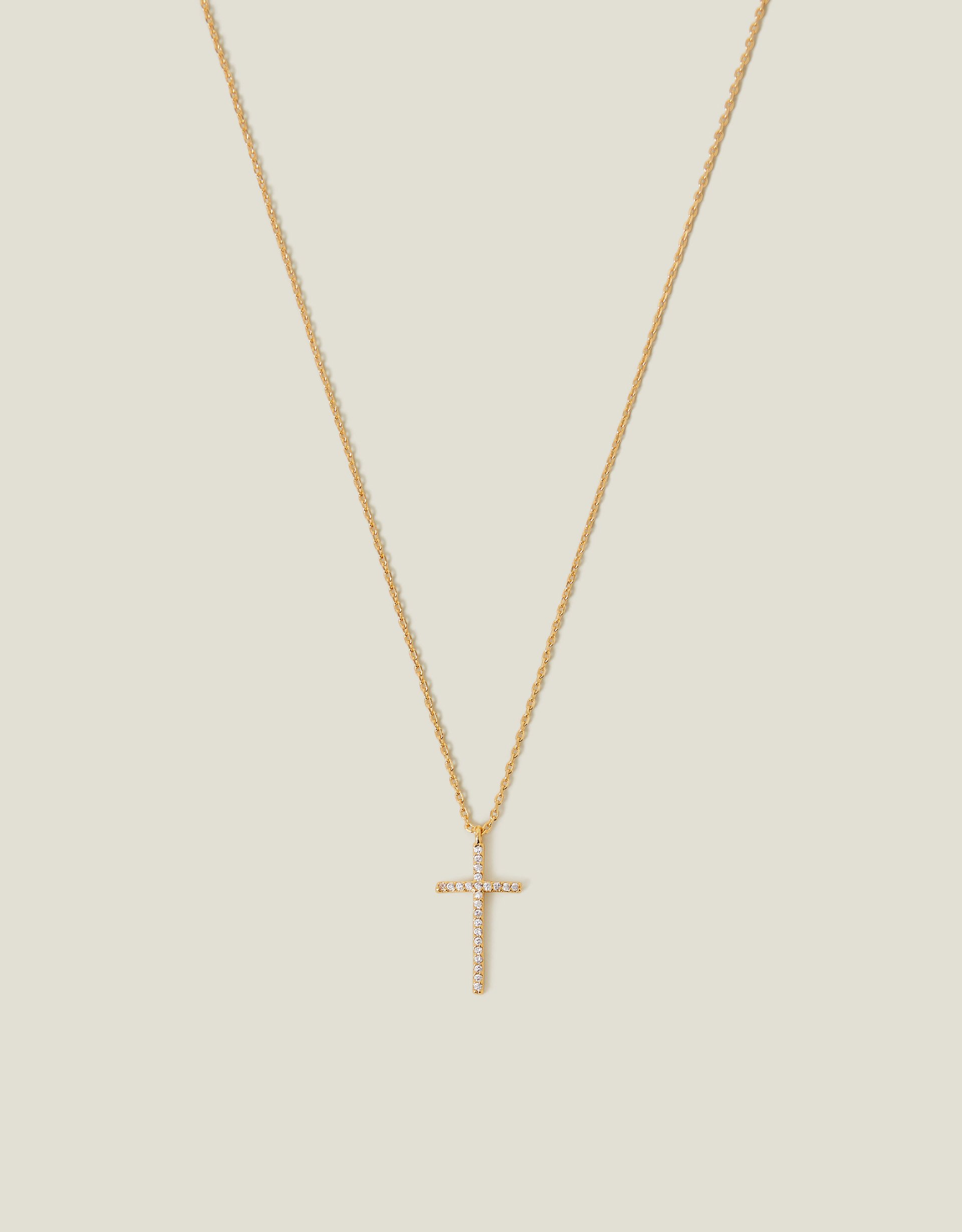 14ct Gold-plated Sparkle Cross Pendant Necklace - Accessorize