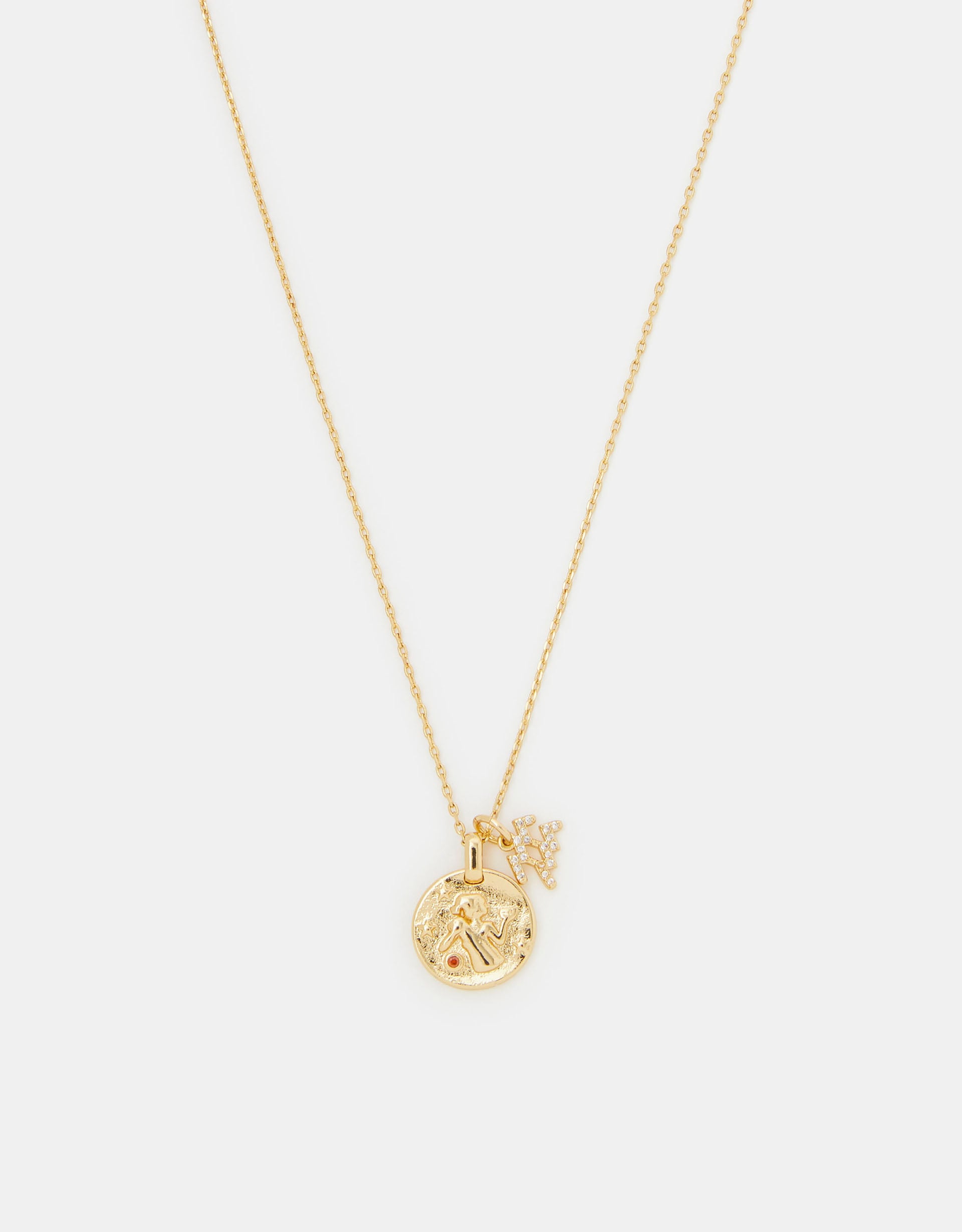 Accessorize Lace 14ct -Plated Zodiac Charm Necklace, Gold, Size: December