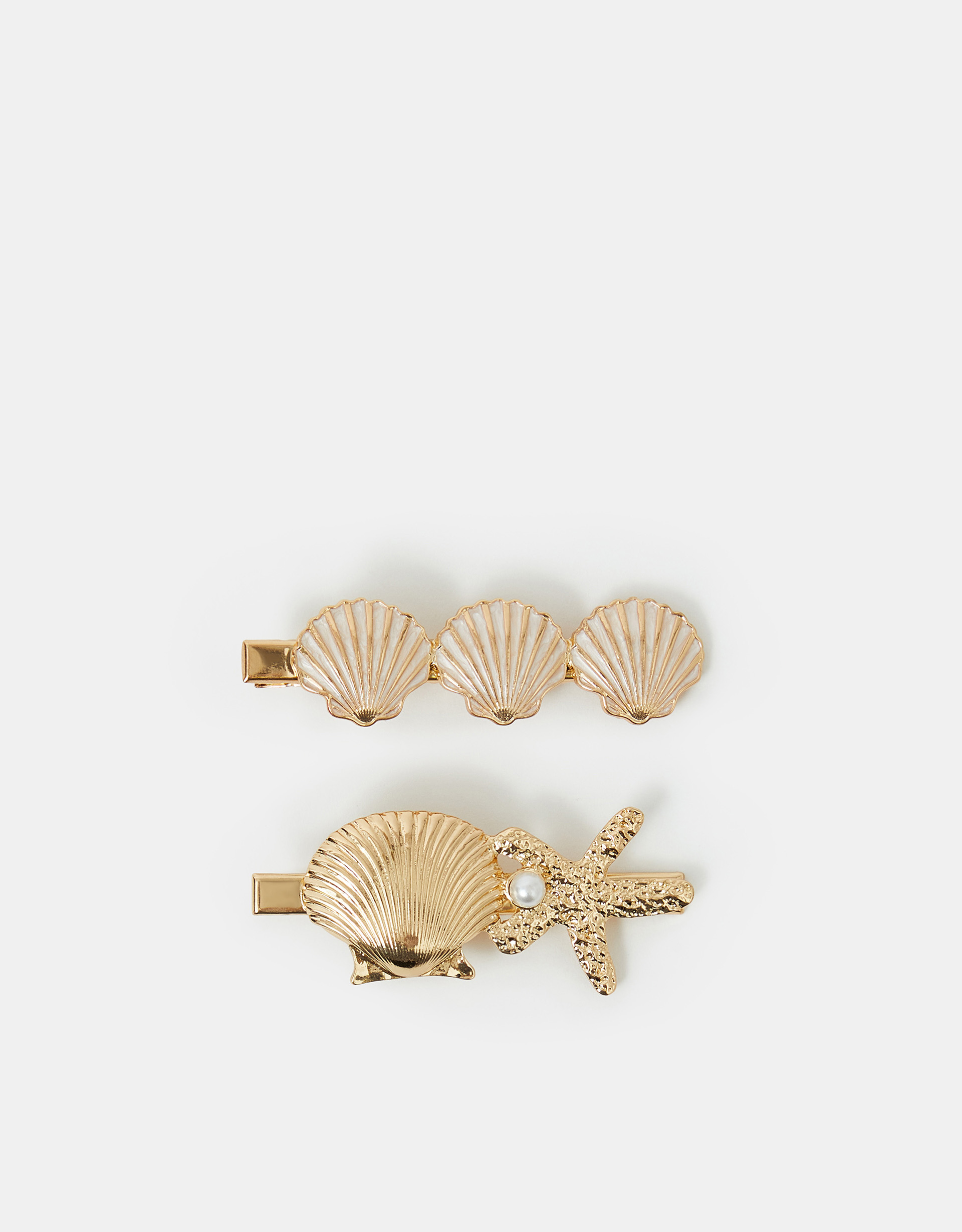 Gold 2-Pack Shell Hair Clips - Accessorize