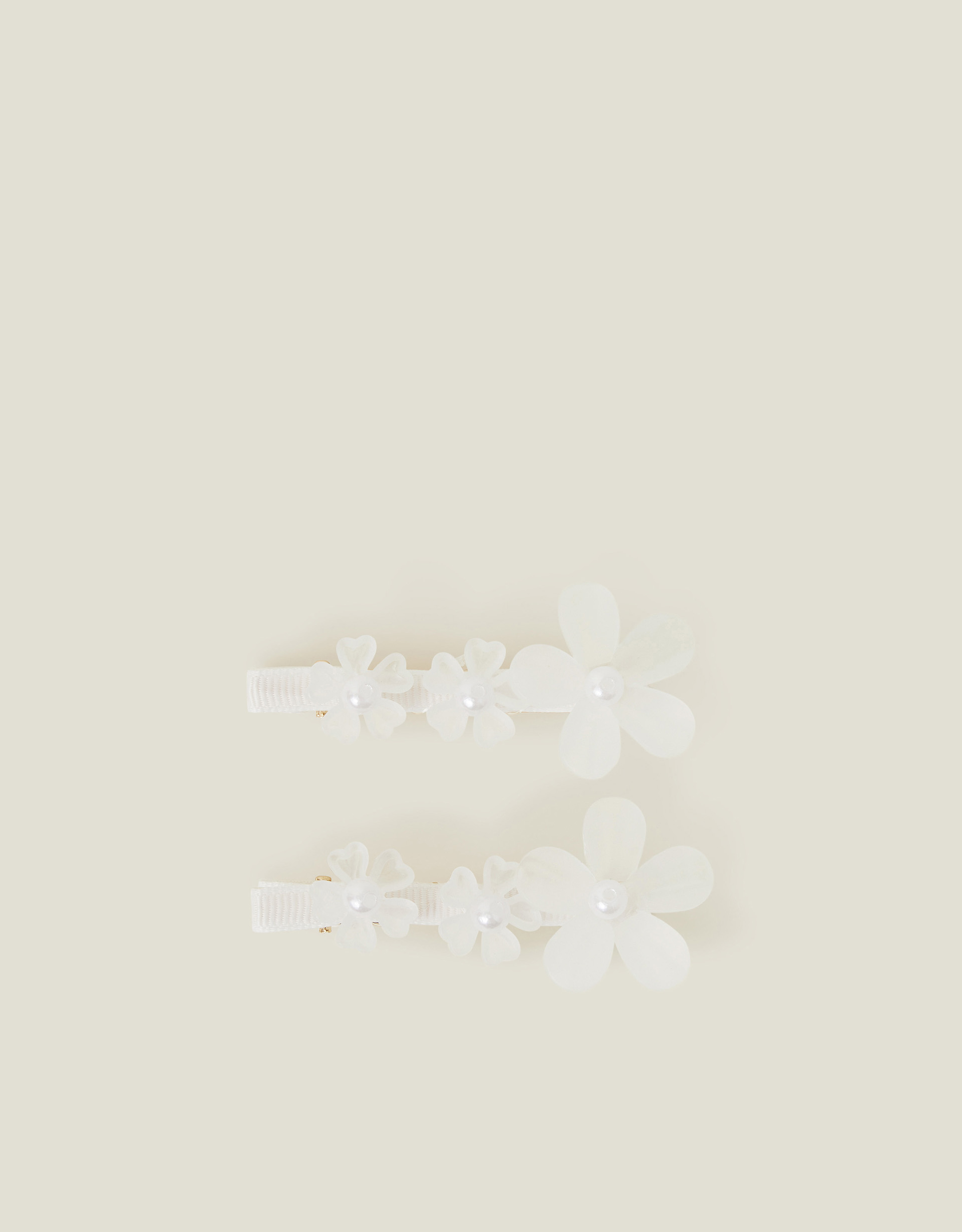 2-Pack Gem Flower Clips Ivory - Accessorize