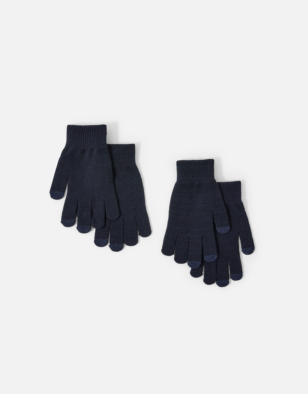 Accessorize Navy Super-Stretch Touchscreen Gloves Set of Two, Size: One Size