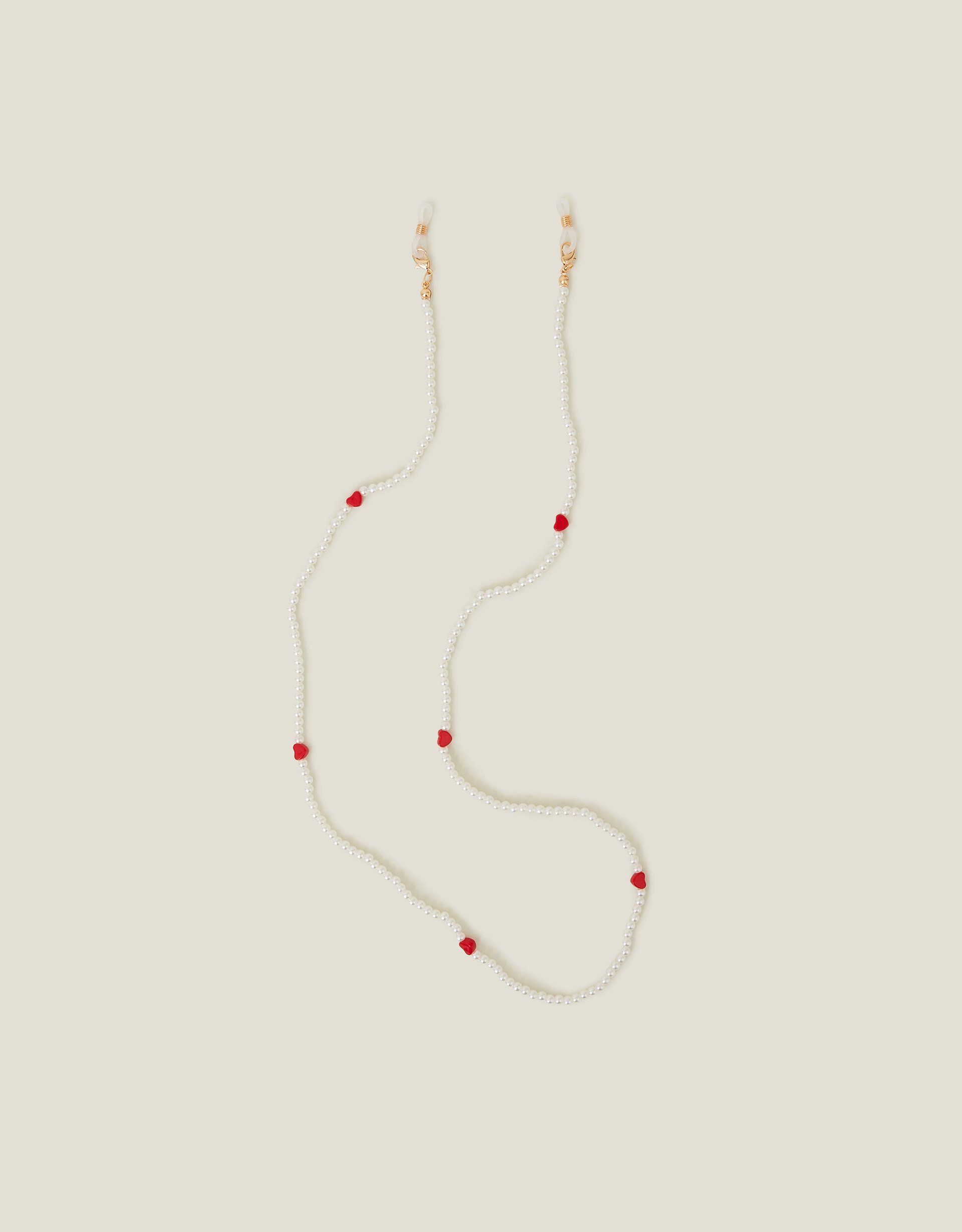 Red Heart Pearl Beaded Sunglasses Chain - Accessorize