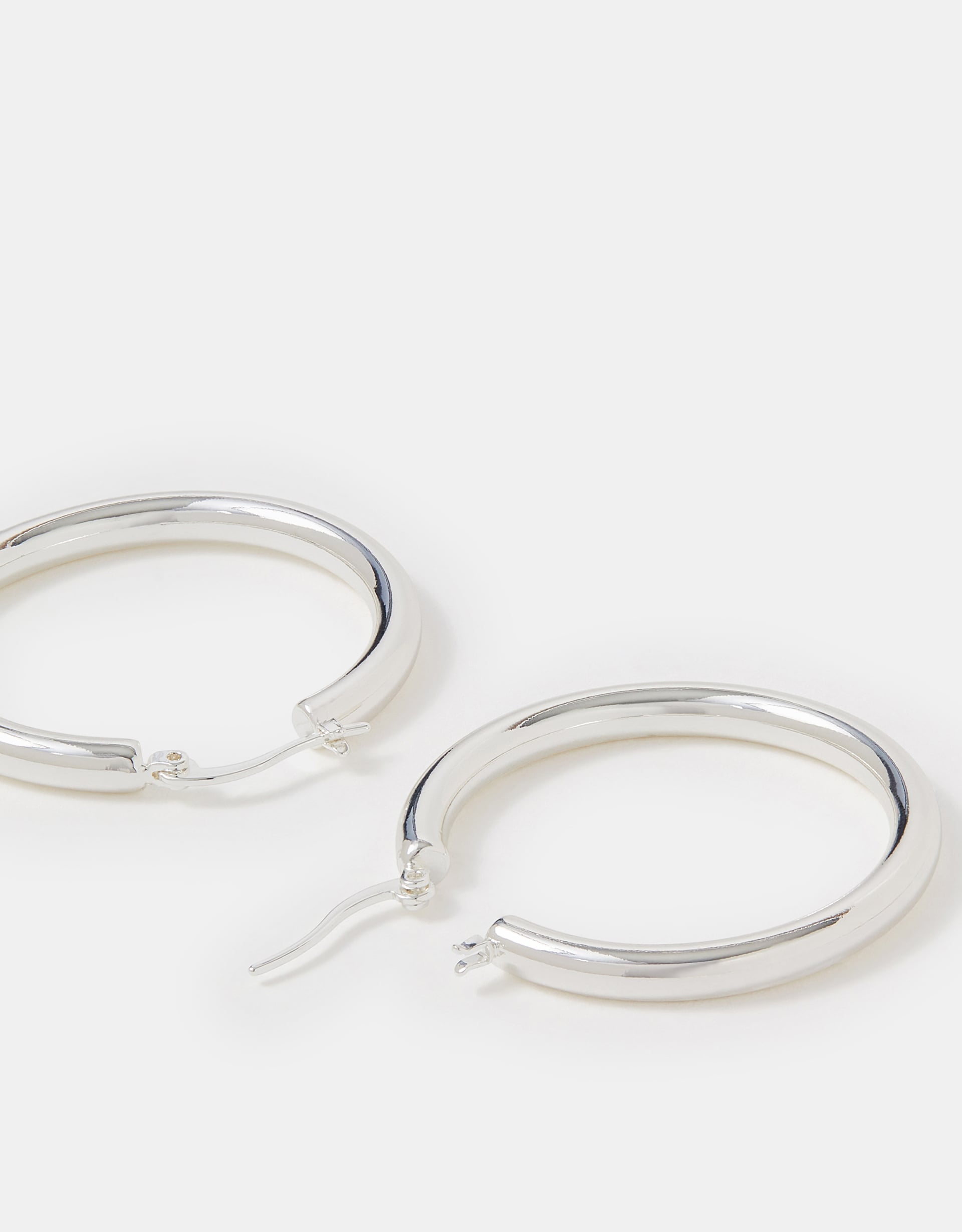 Accessorize Sterling Silver-Plated Tube Hoop Earrings, Tan
