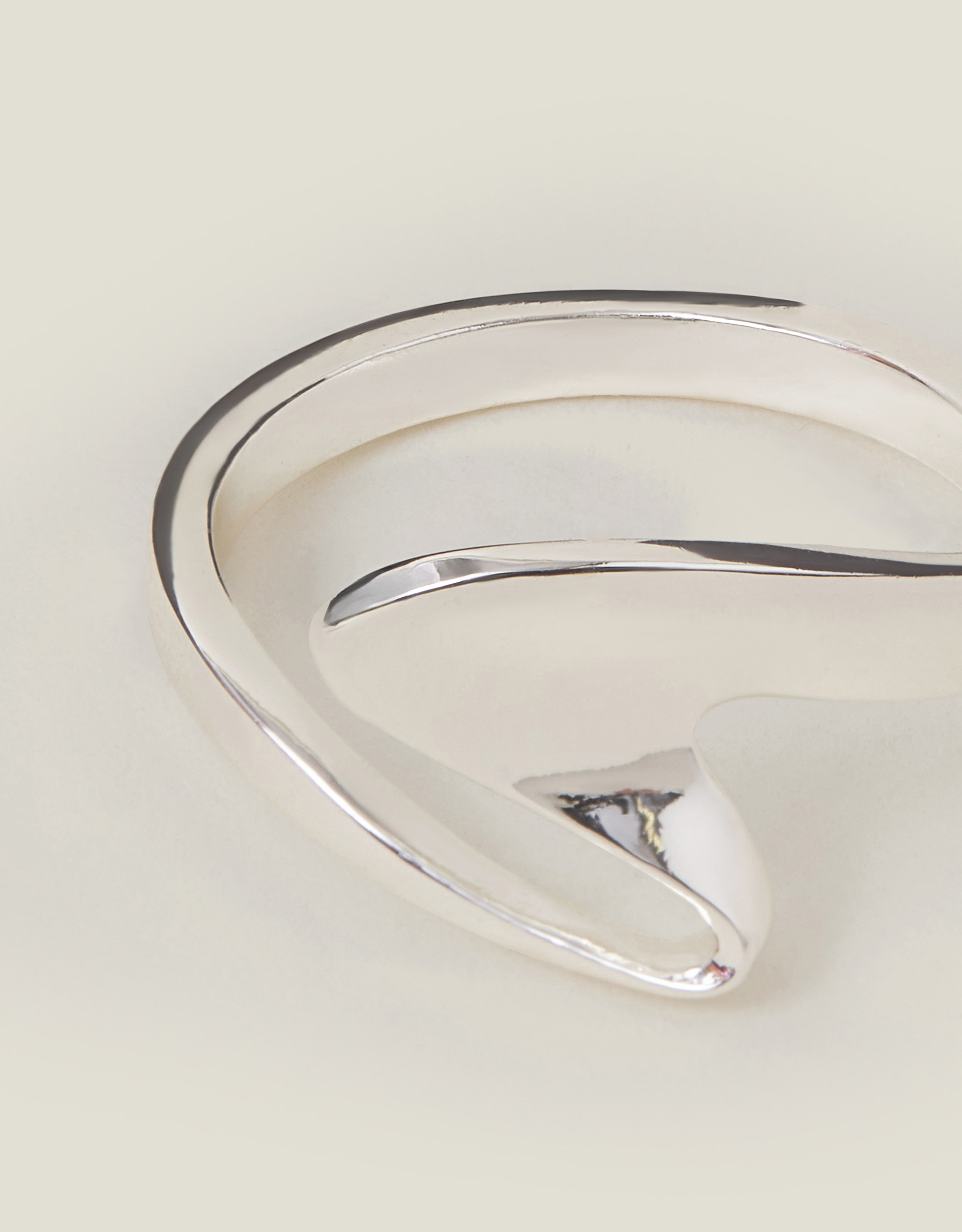 Sterling Silver-plated Open Wave Ring Silver, Size: S - Accessorize
